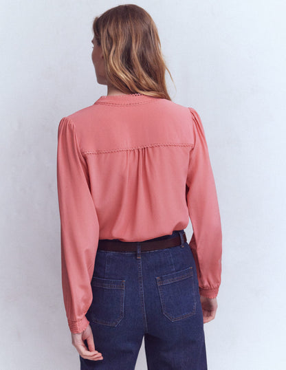 Rhea Trim Detail Silk Top-Vintage Rose-3