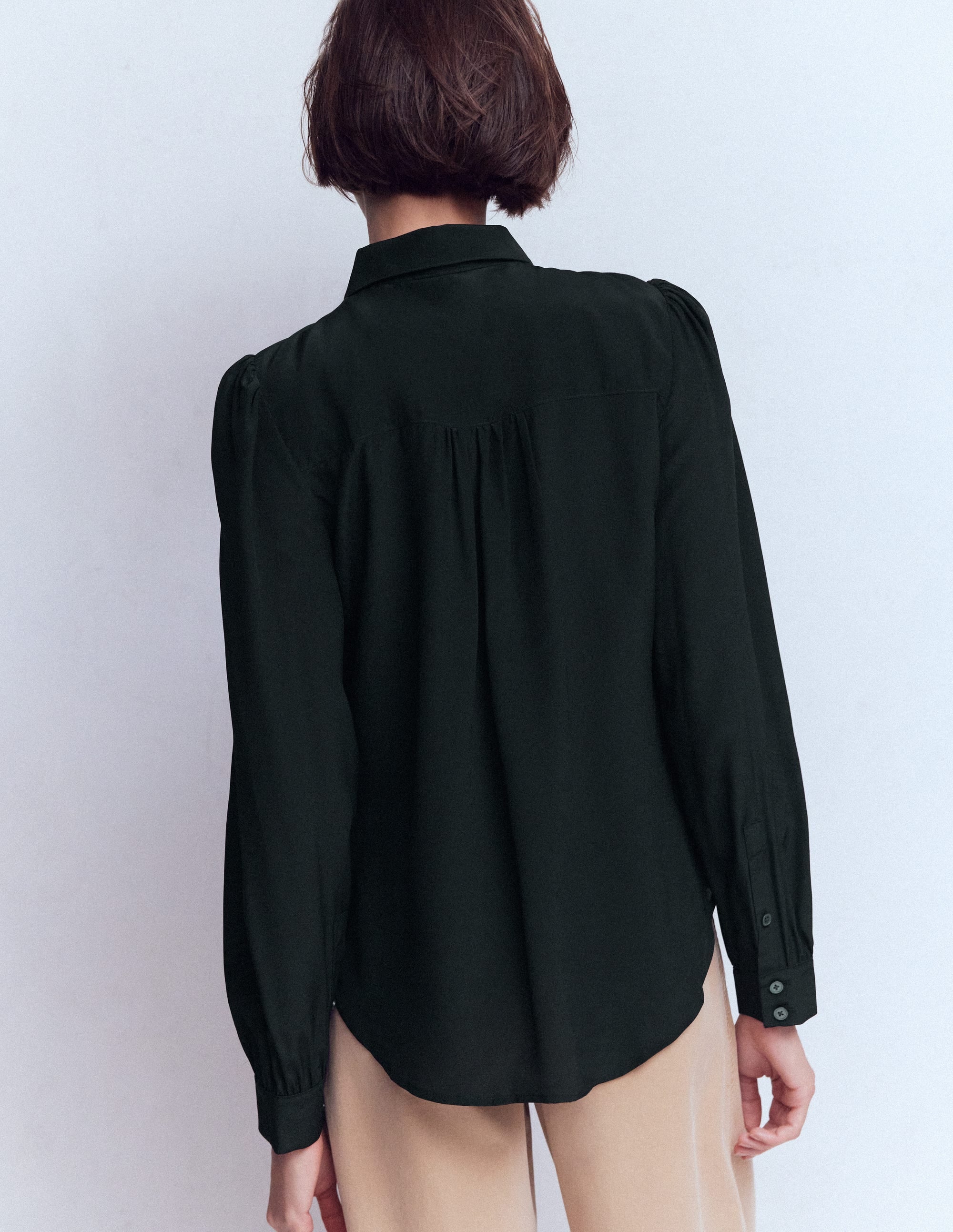 Sara Silk Shirt-Black | Boden Global
