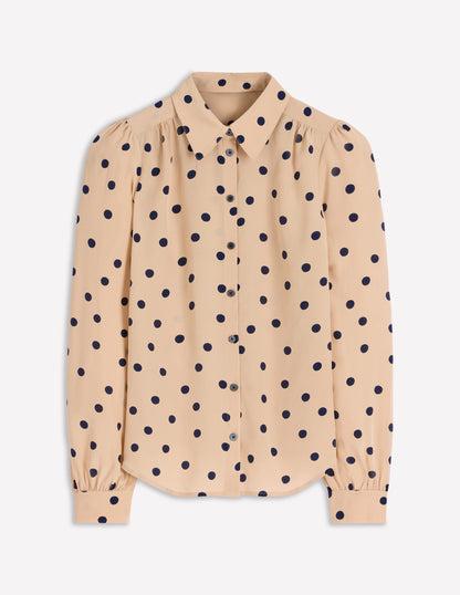 Sara Silk Shirt-Safari, Painted Dot-6