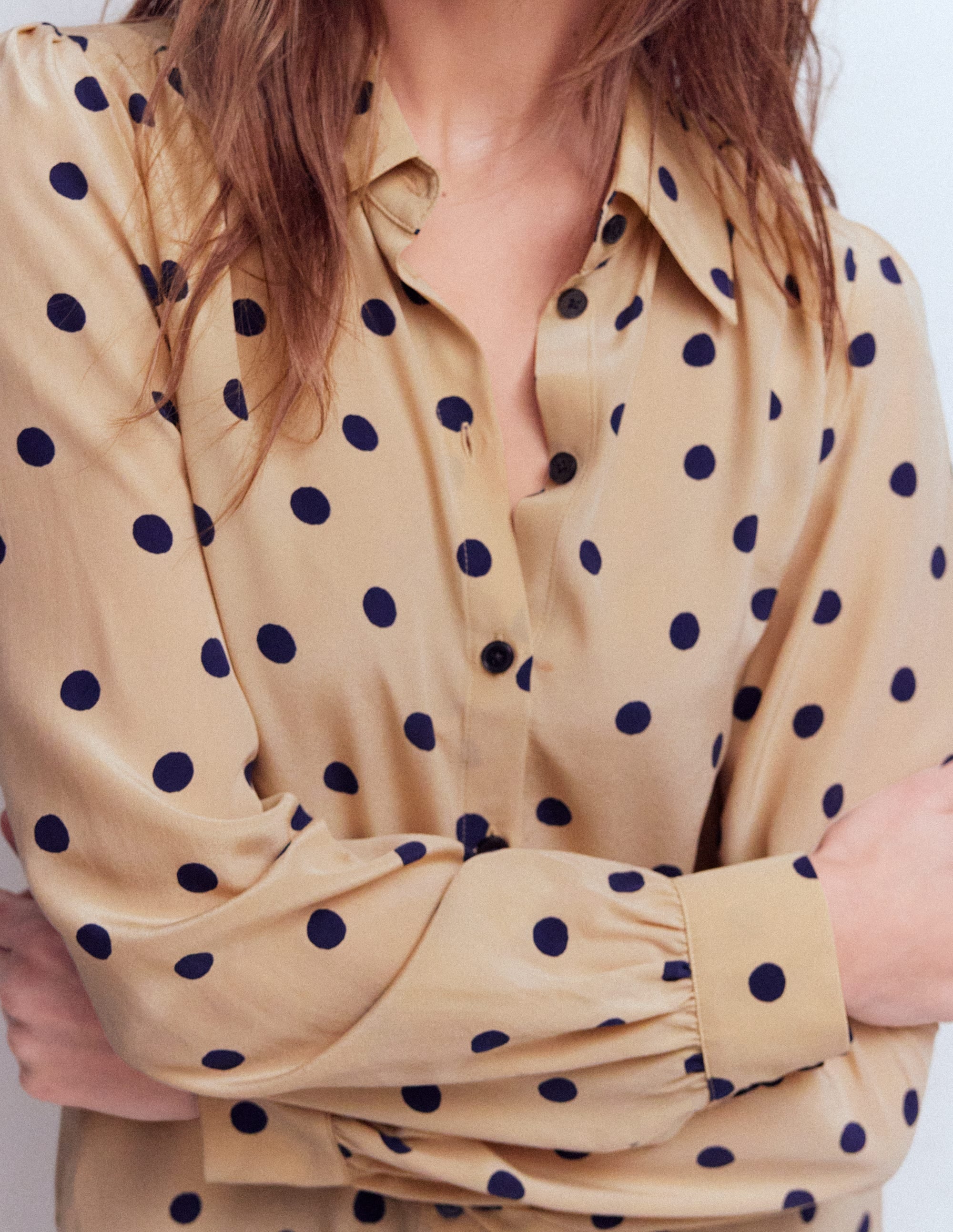 Sara Silk Shirt-Sand, Painted Dot Spaced - Image 2