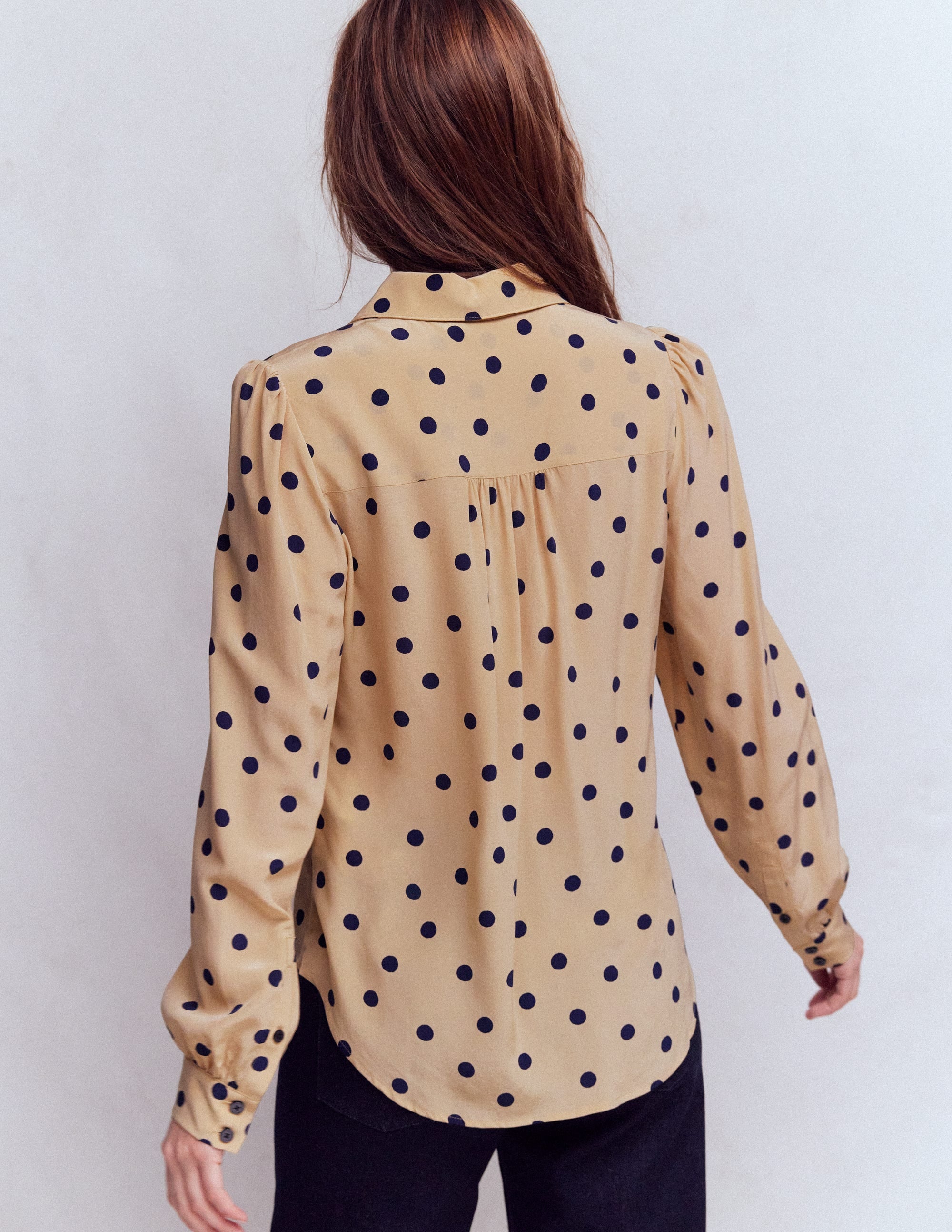 Sara Silk Shirt-Sand, Painted Dot Spaced - Image 3
