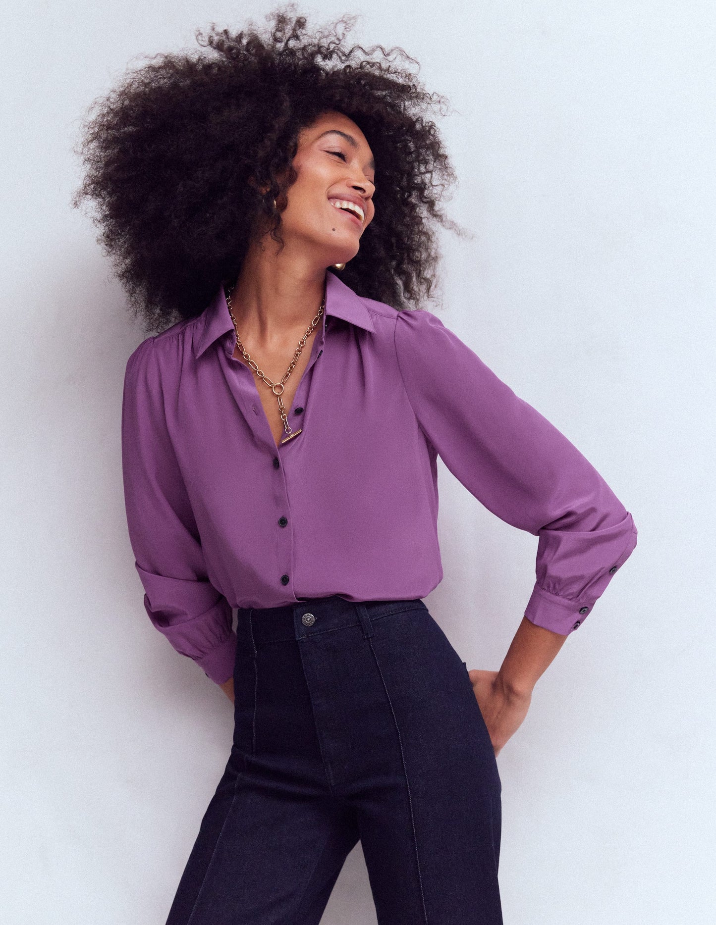 Sara Silk Shirt-Amethyst