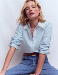 Cara Cotton Shirt-Blue and white stripe