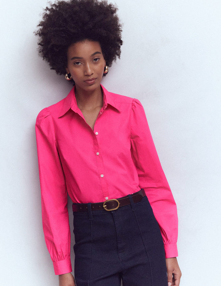 Cara Cotton Shirt-Pop Pansy