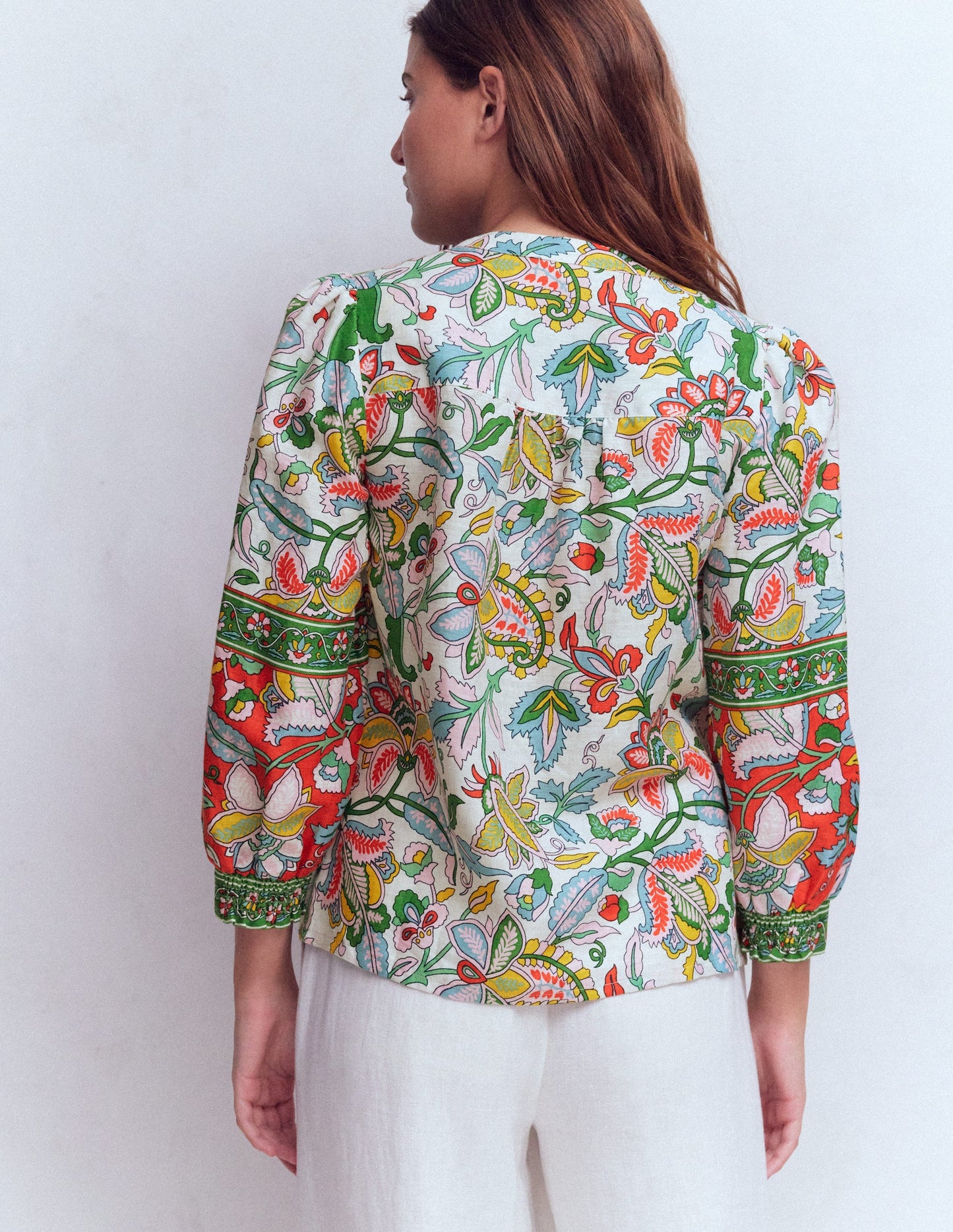 Alicia Linen Top-Multi, Botanical Trail