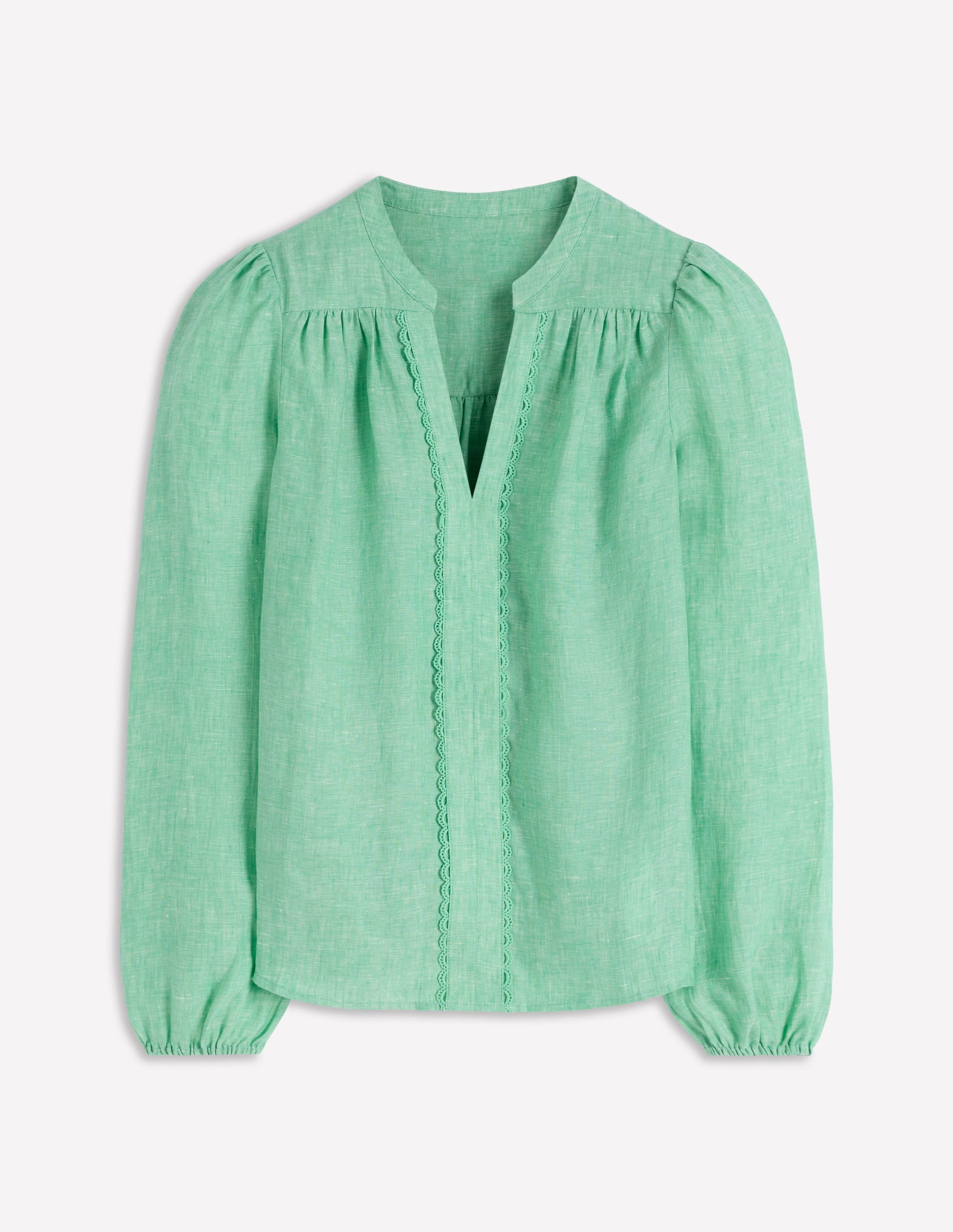 Linen Trim Insert Top-Aloe Green Chambray - Image 6
