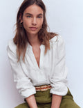 Linen Trim Insert Top-White