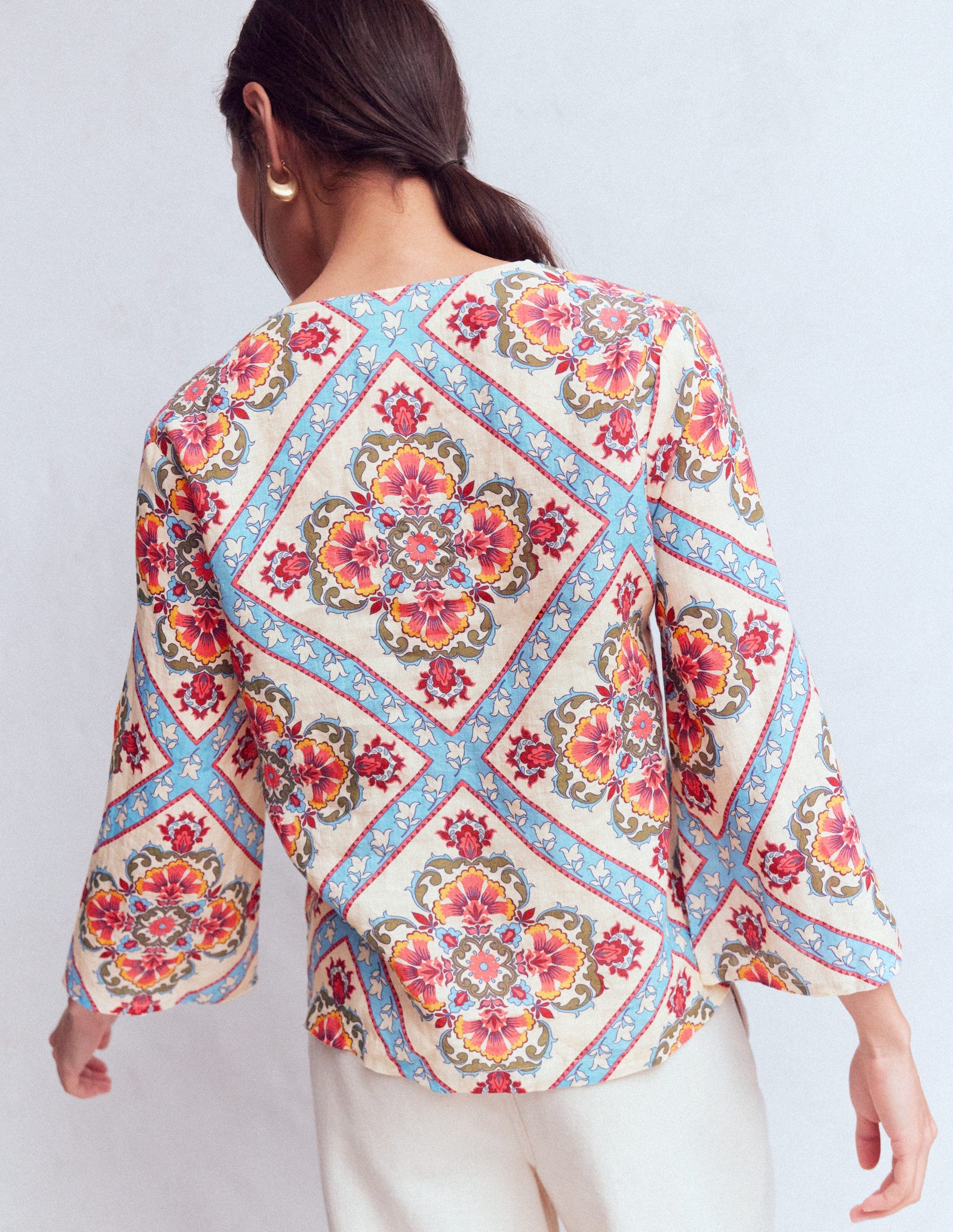 Cleo Linen Top-Floral Tile Placement-3