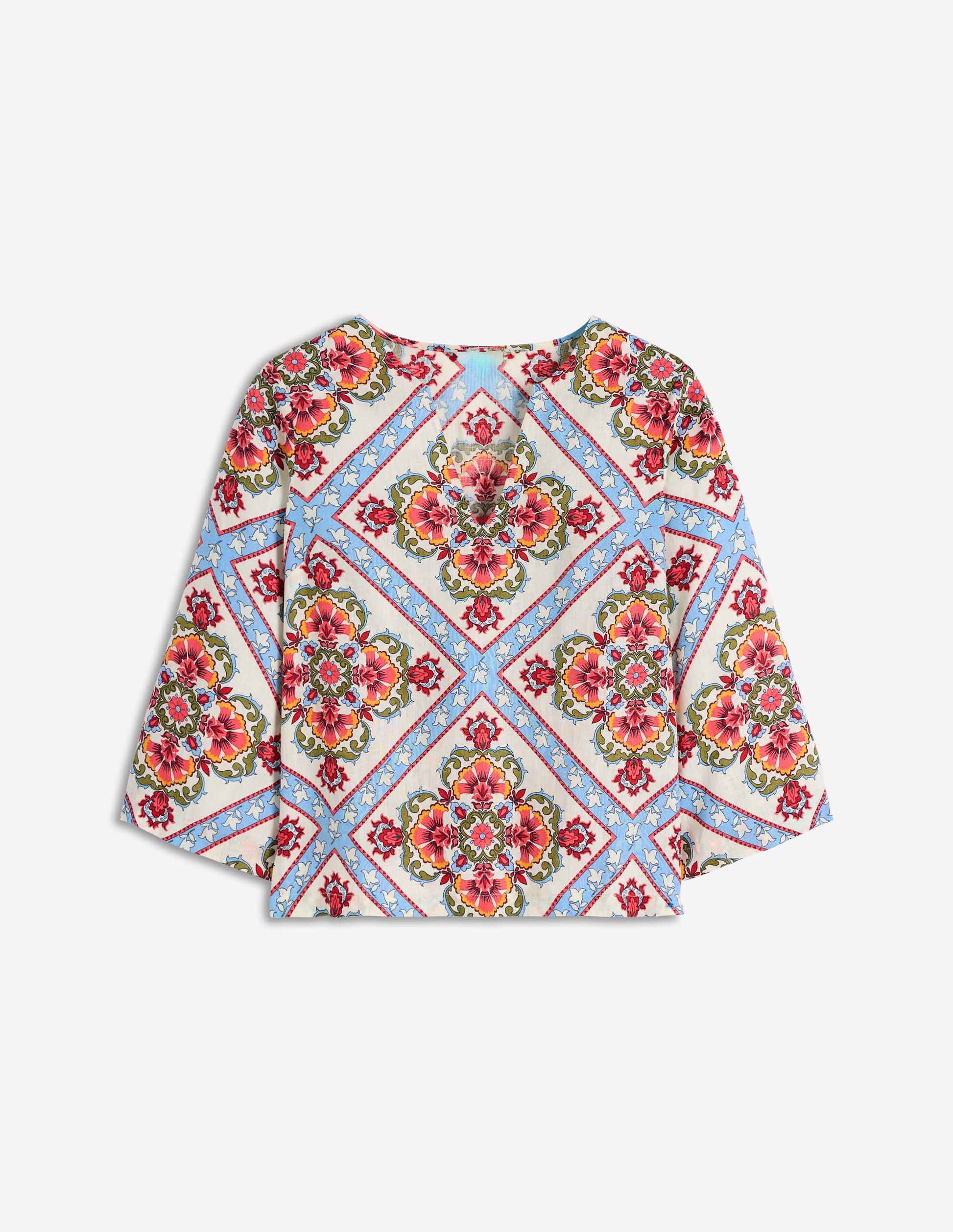 Cleo Linen Top-Floral Tile Placement-6