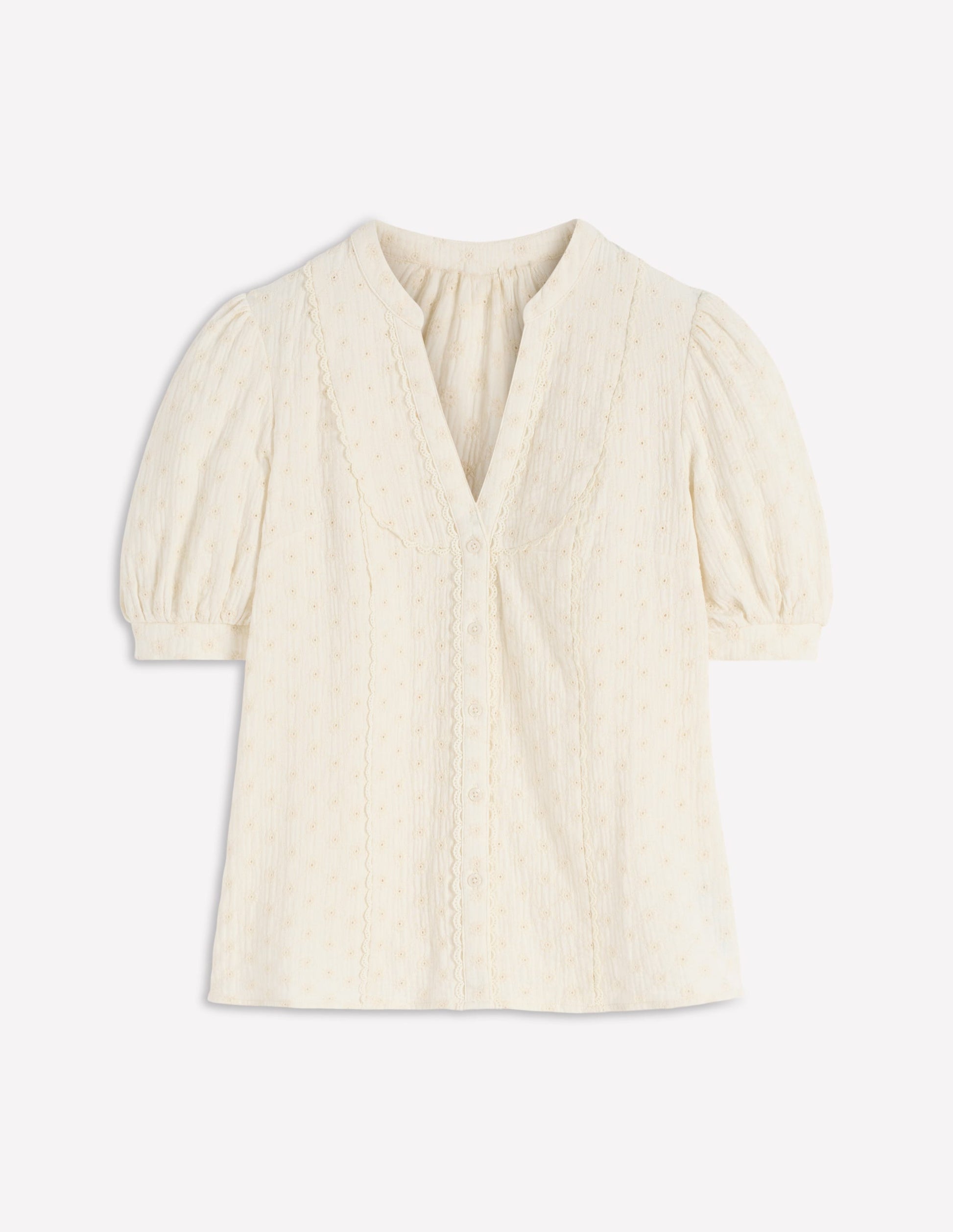 Trim Insert Double Cloth Top-Ivory Broderie-4