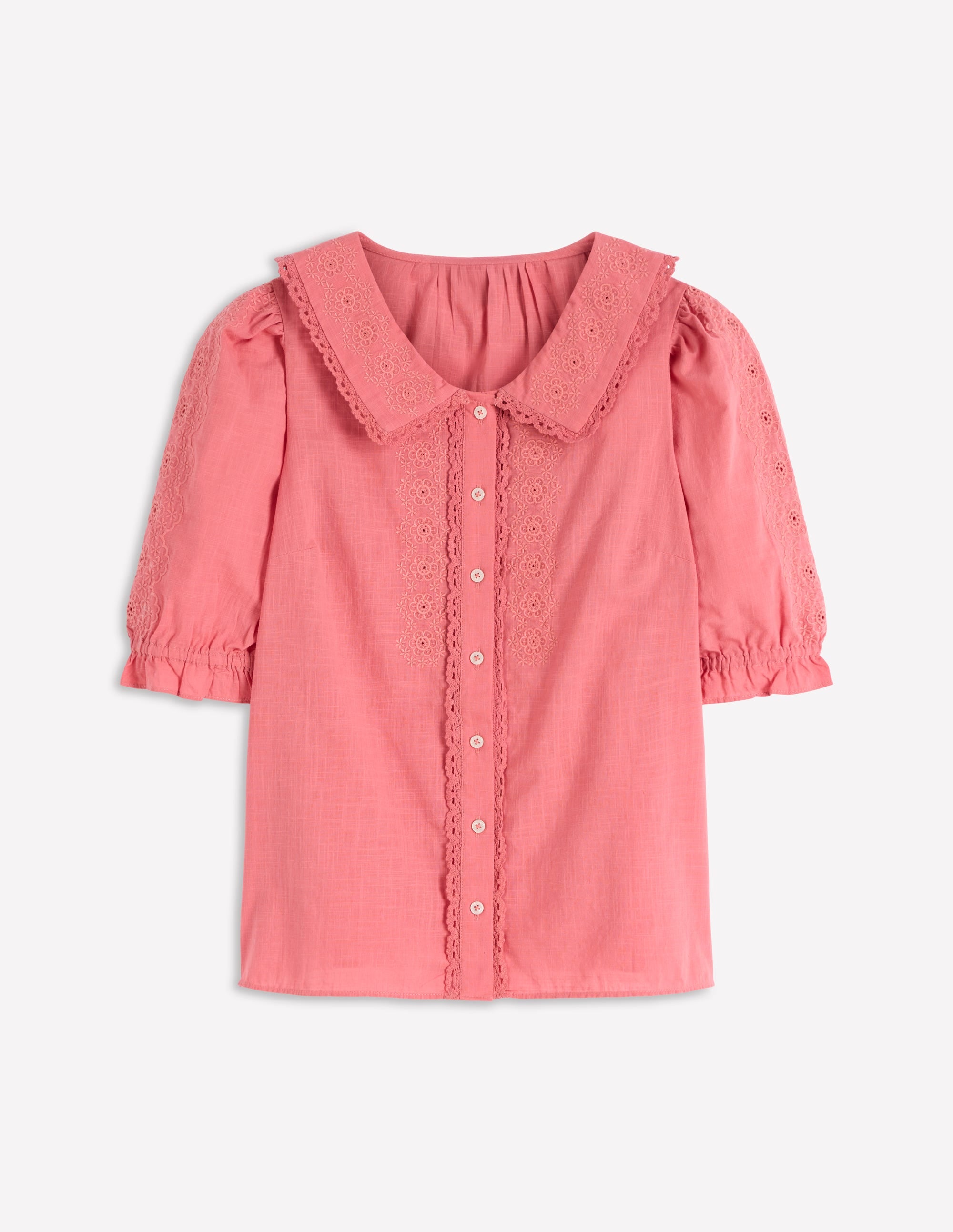 Short Sleeve Pretty Collar Top-Vintage Rose - Image 6