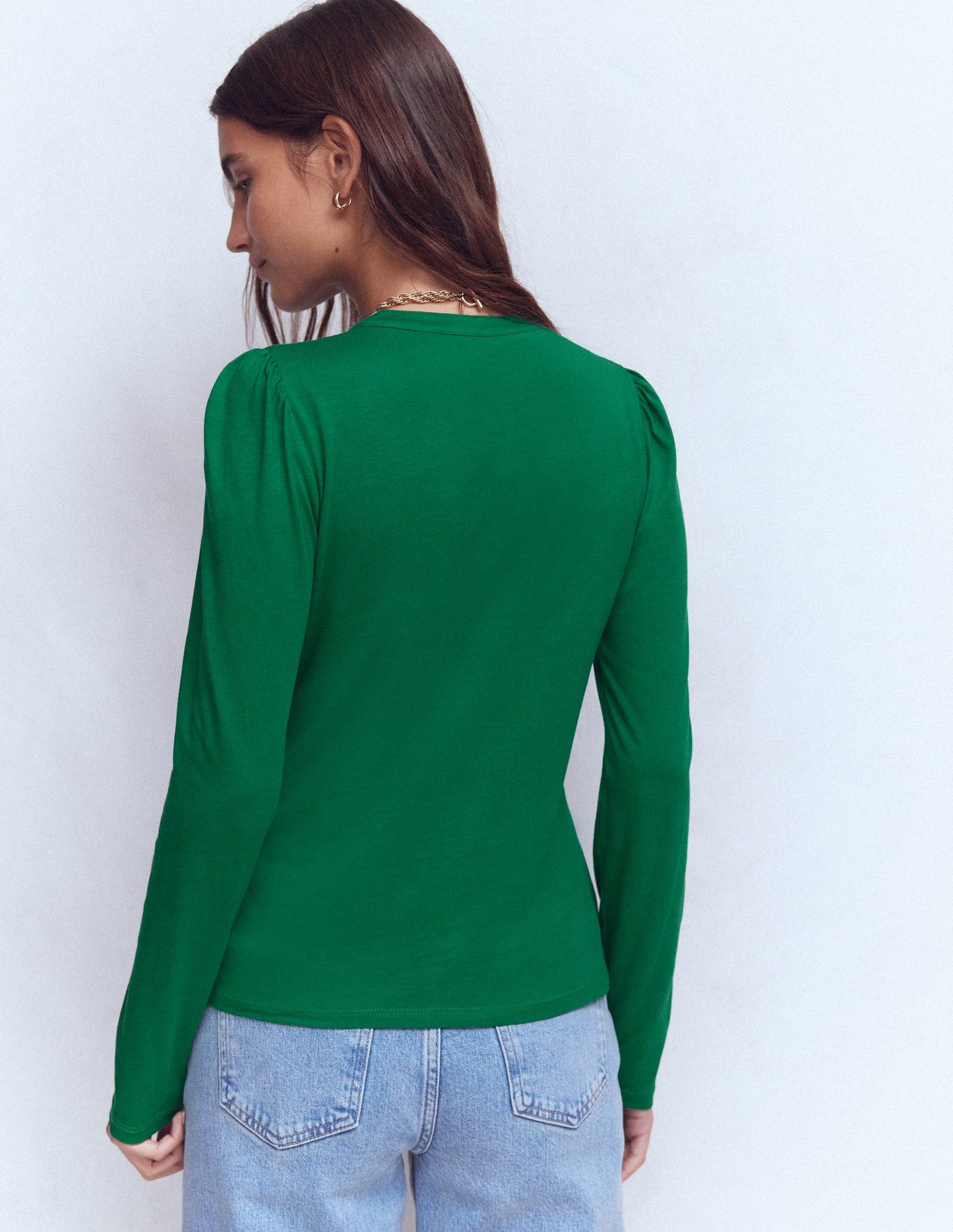 Supersoft Open Neck Henley-Jewel Green