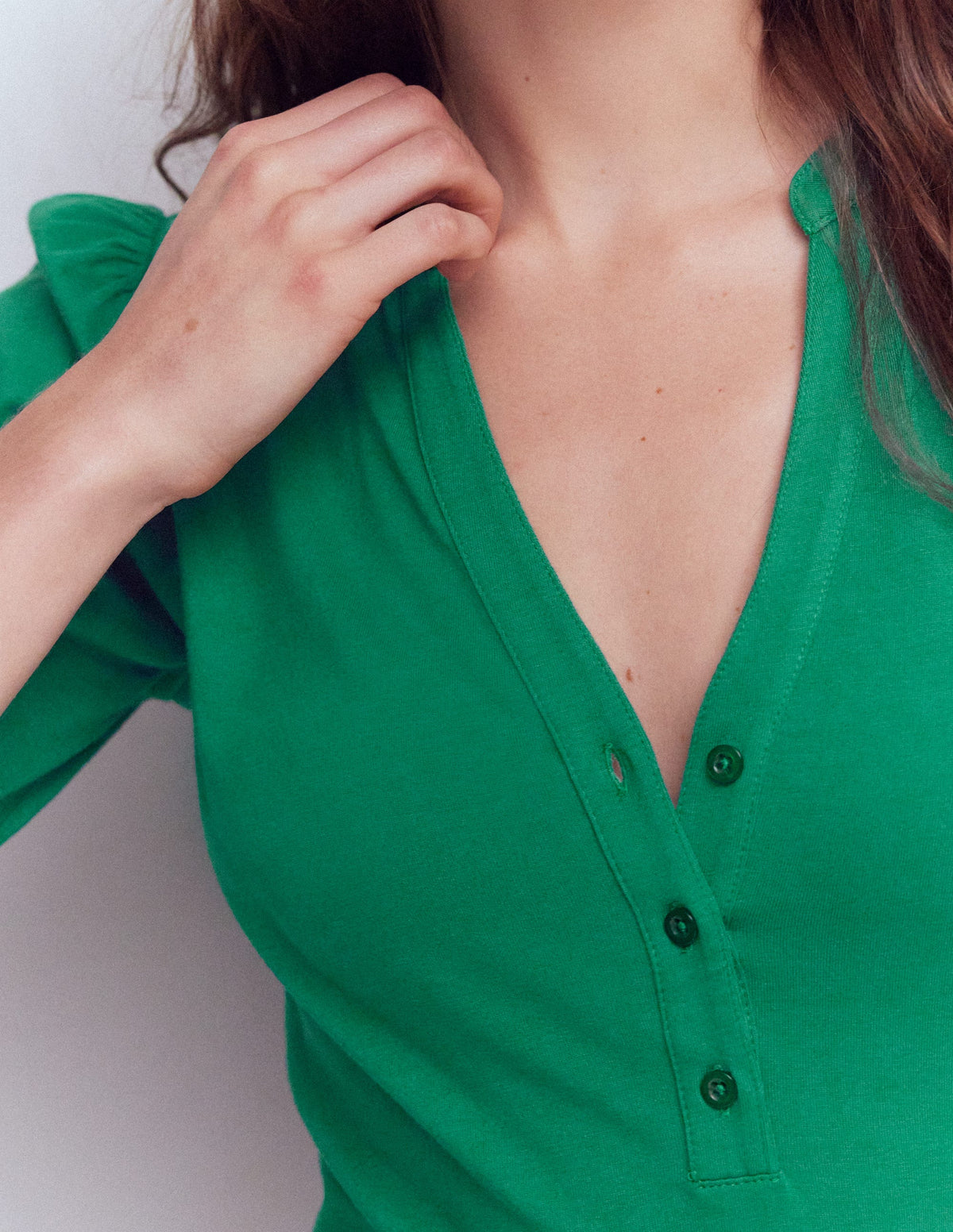 Supersoft Short Sleeve Henley-Jewel Green - Image 2