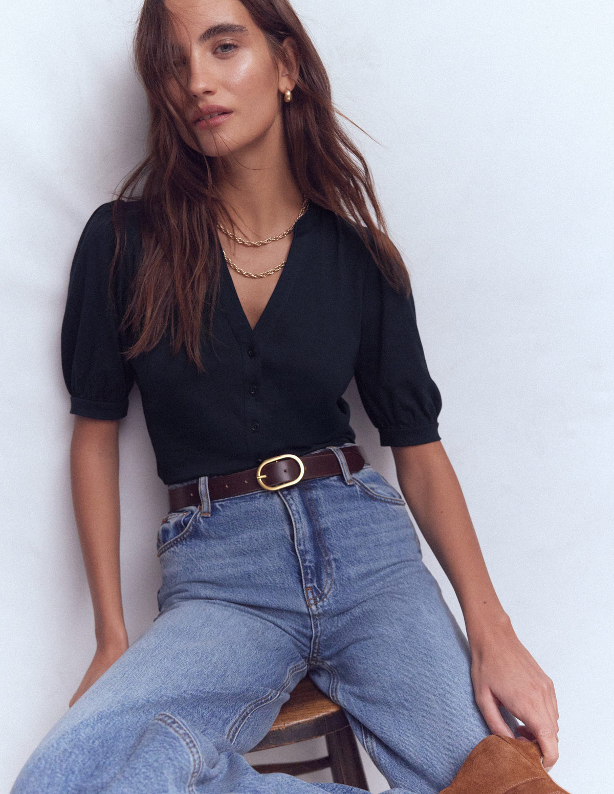 Supersoft Short Sleeve Henley-Navy - Image 1