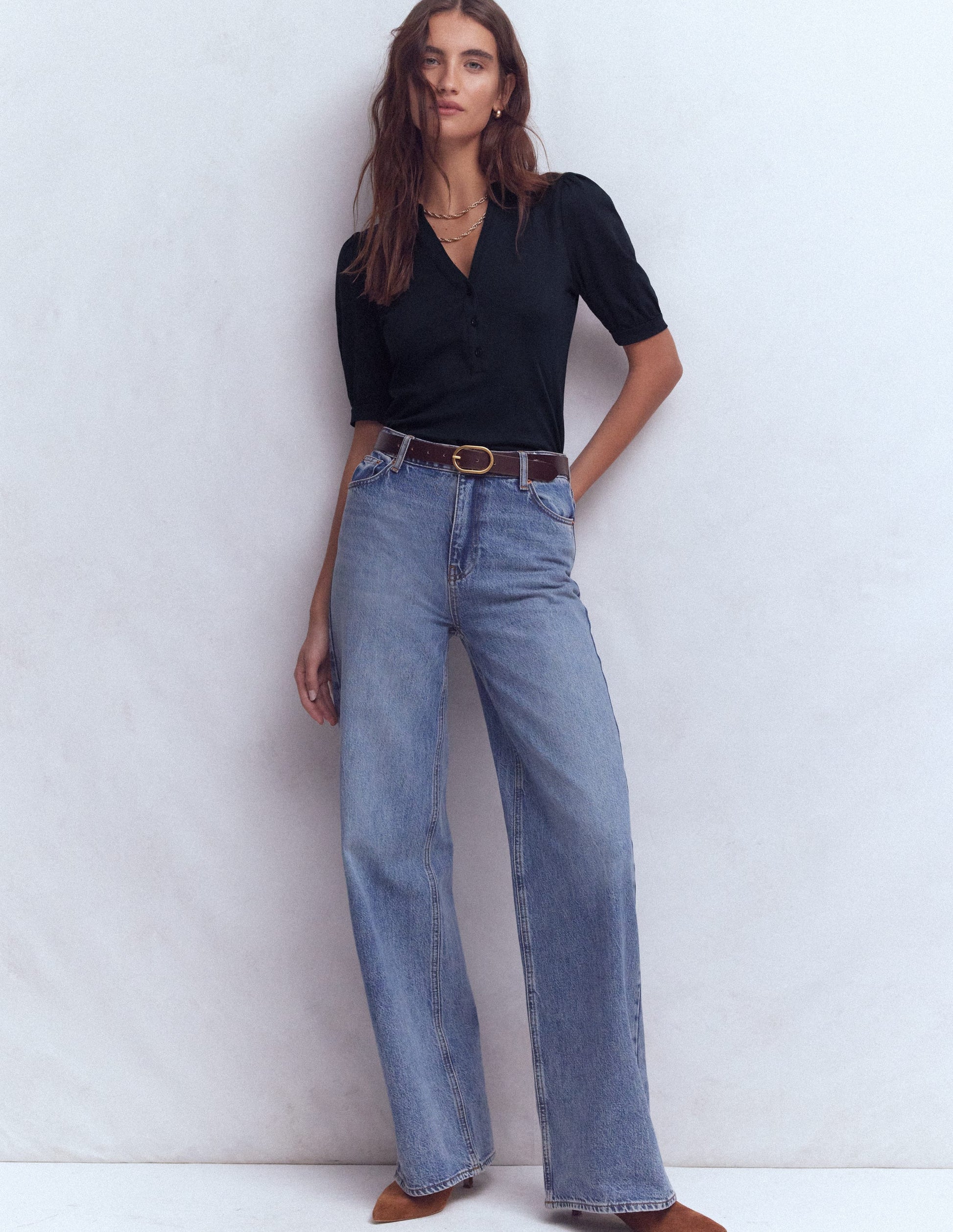 Short Sleeve Open Neck Henley-Navy-4