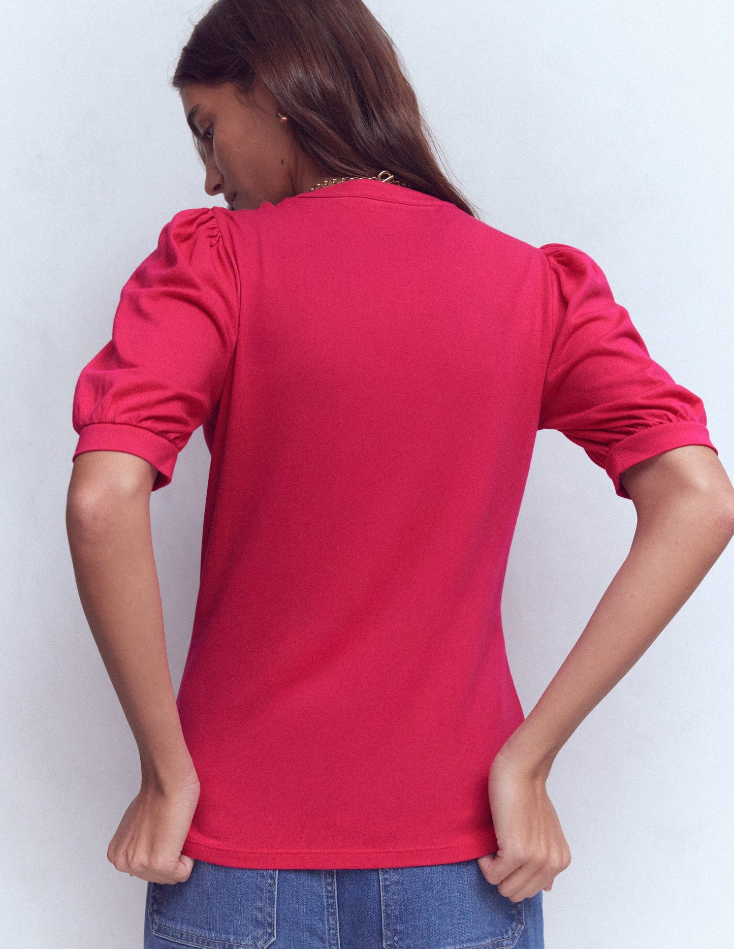 Short Sleeve Open Neck Henley-Pomegranate