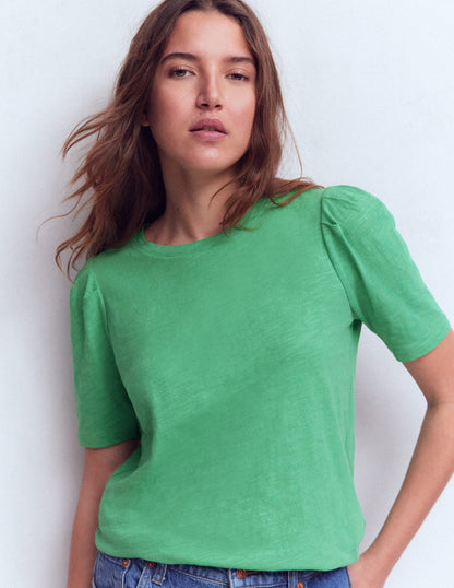 Pleat Sleeve T-shirt-Aloe Green-4