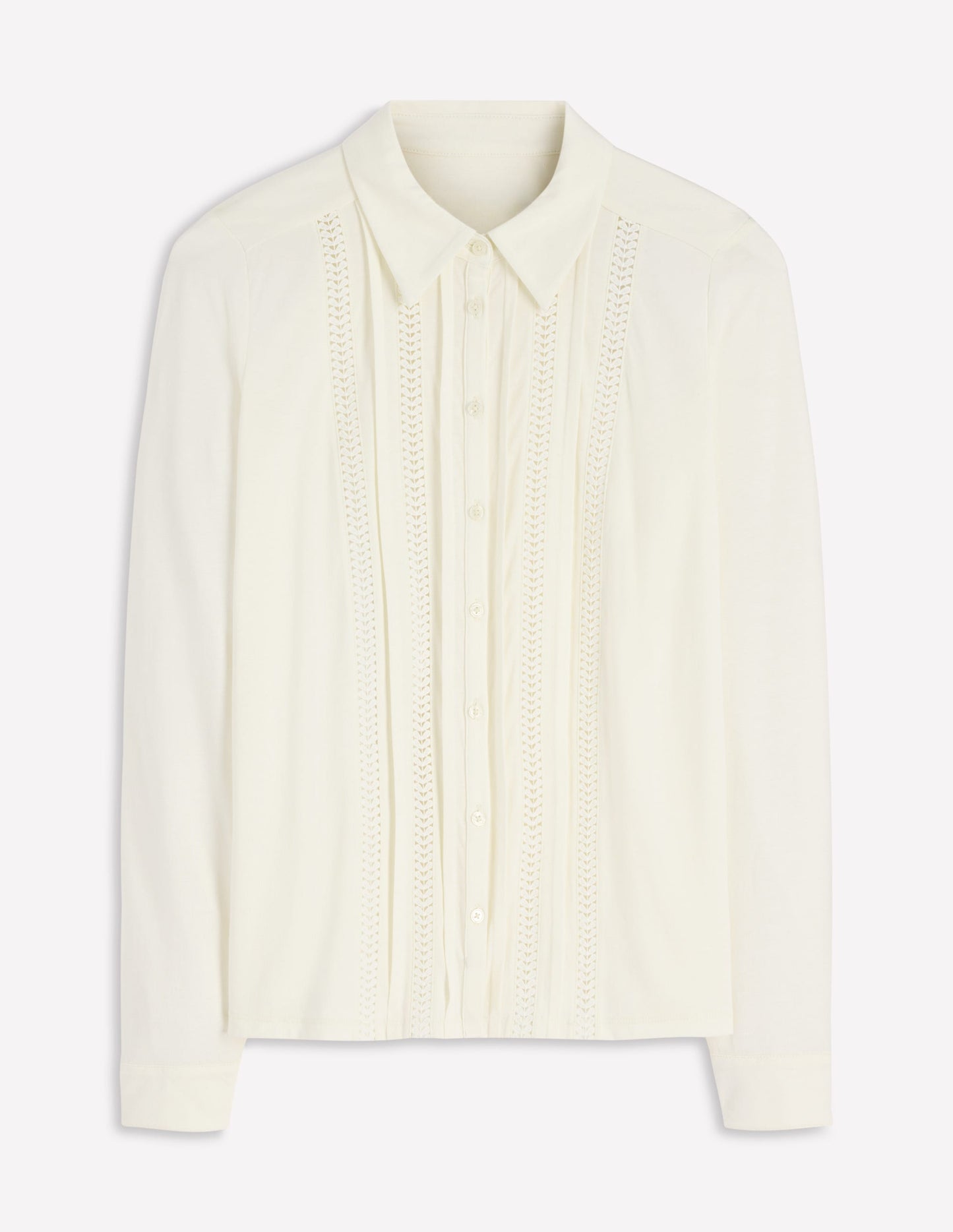 Trim Detail Jersey Shirt-Ivory