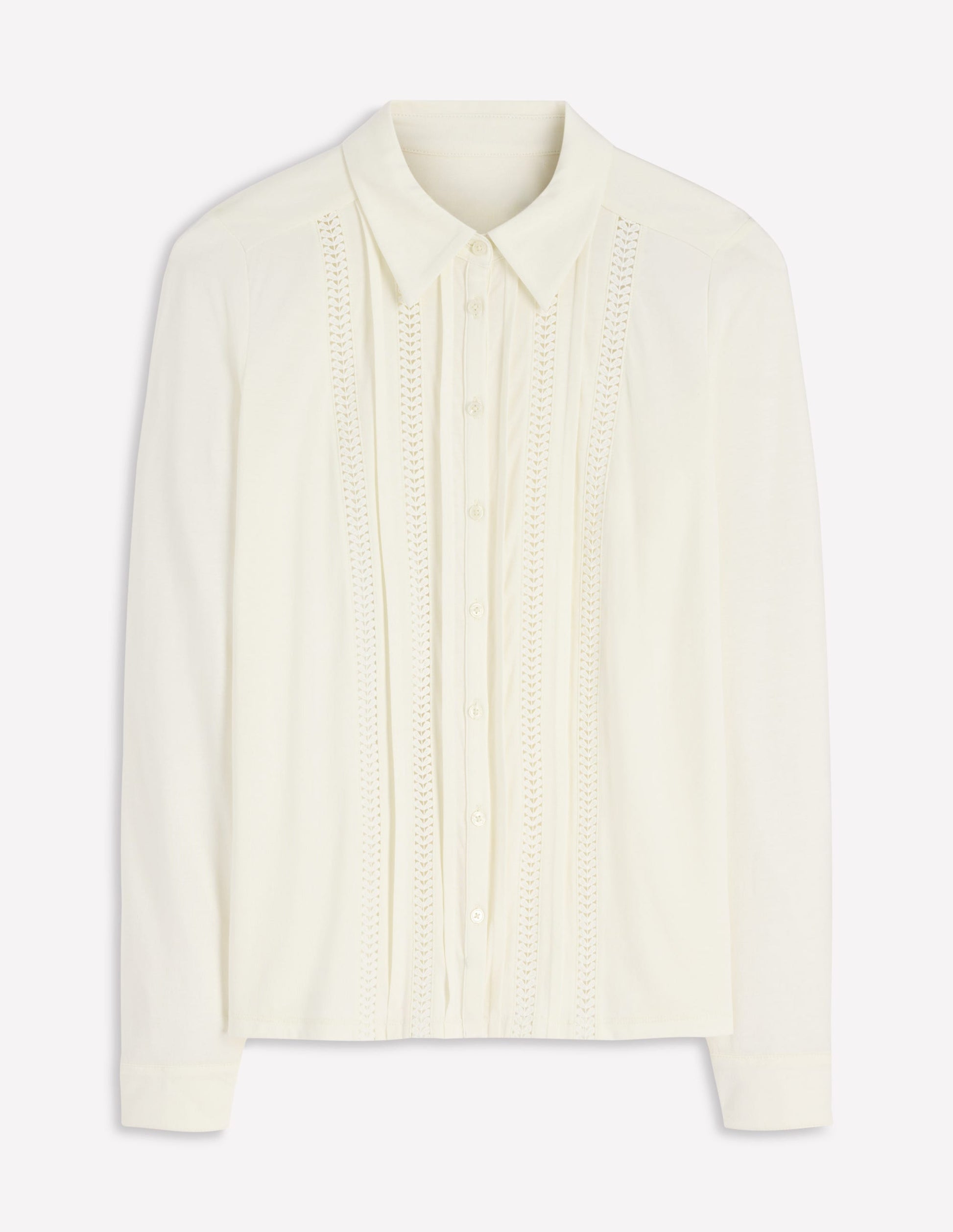 Trim Detail Jersey Shirt-Ivory-5
