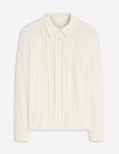 Trim Detail Jersey Shirt-Ivory-5