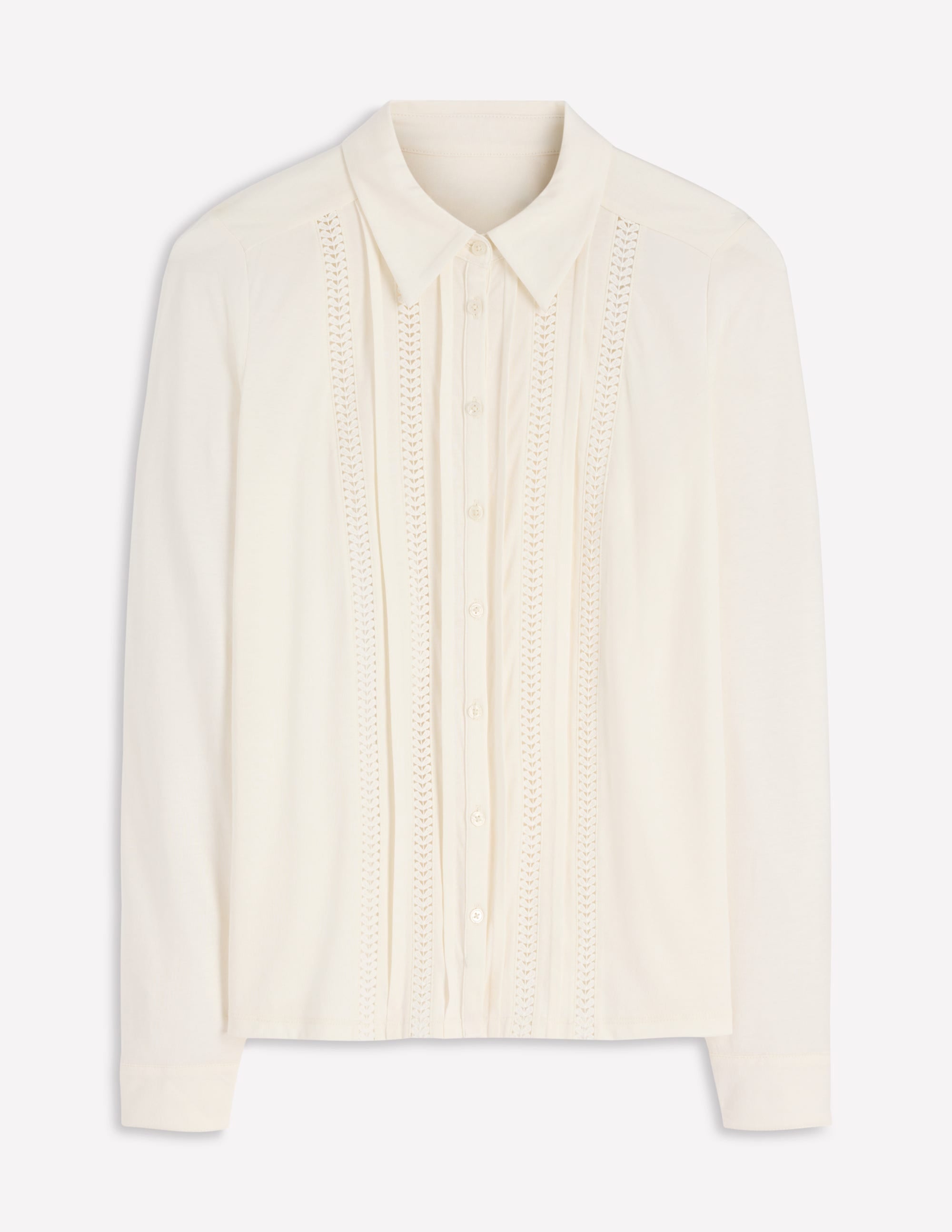 Trim Detail Jersey Shirt-Ivory - Image 5
