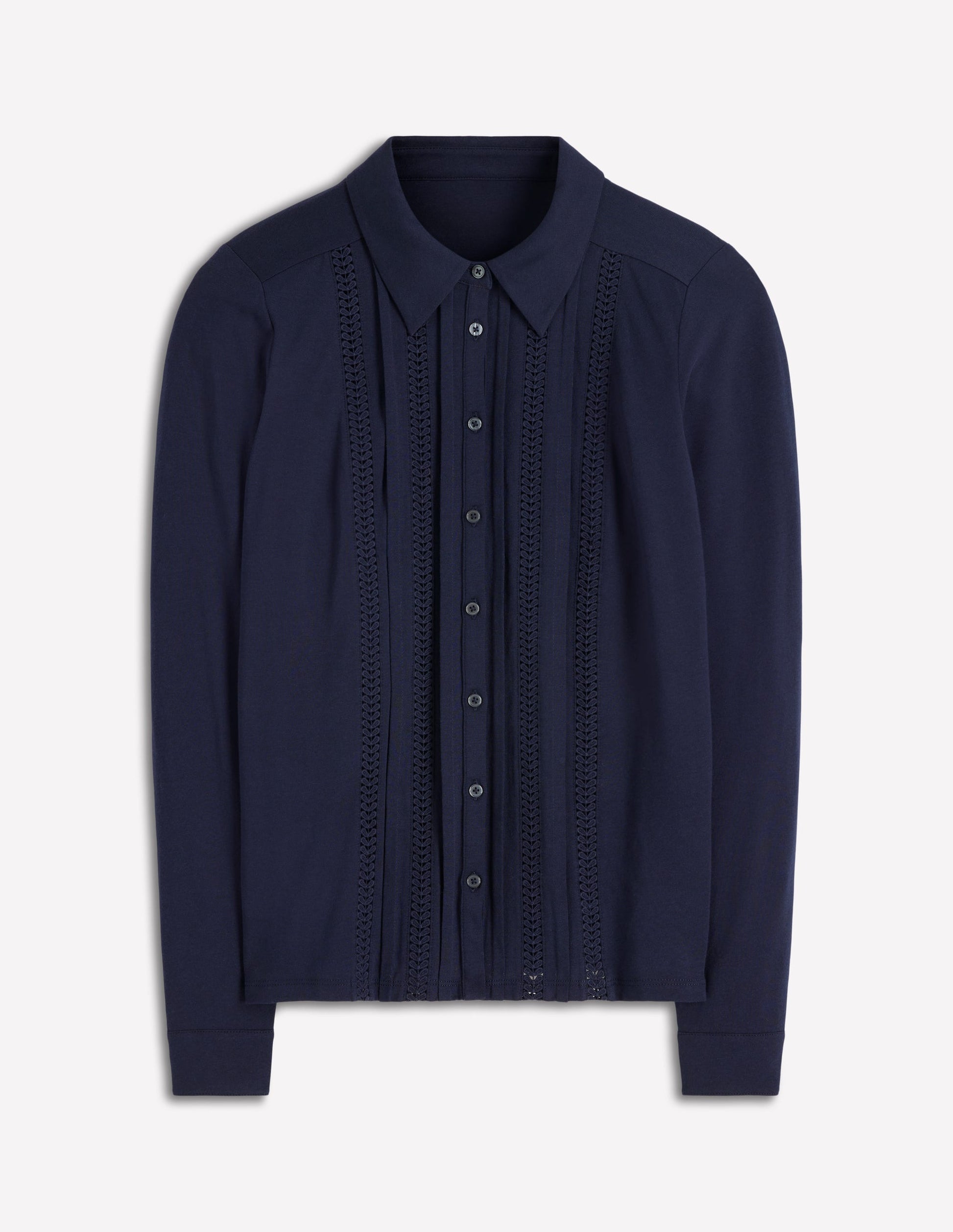 Trim Detail Jersey Shirt-Navy-6