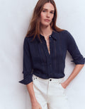 Trim Detail Jersey Shirt-Navy