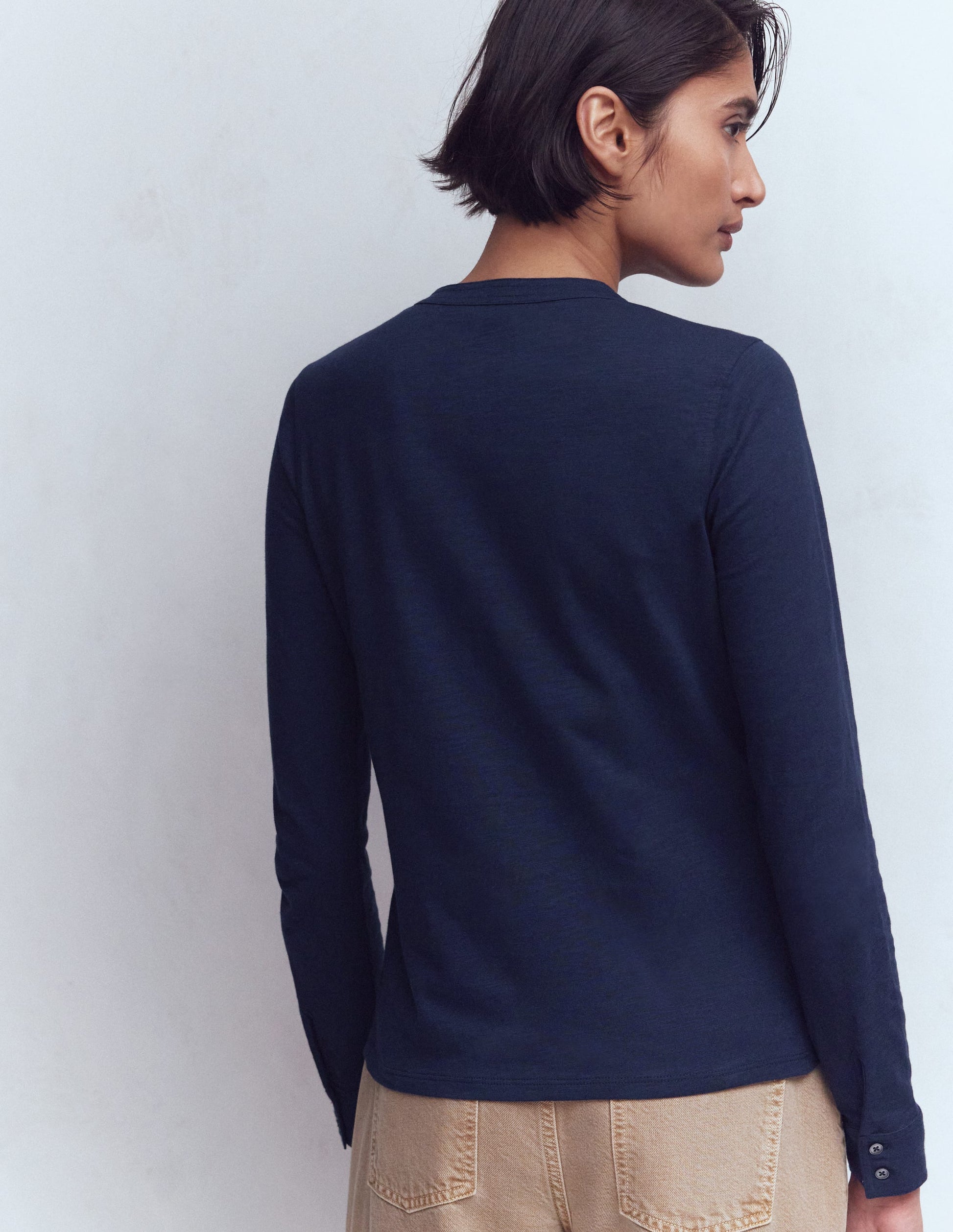 Topstitched Pocket Shirt-Navy-3