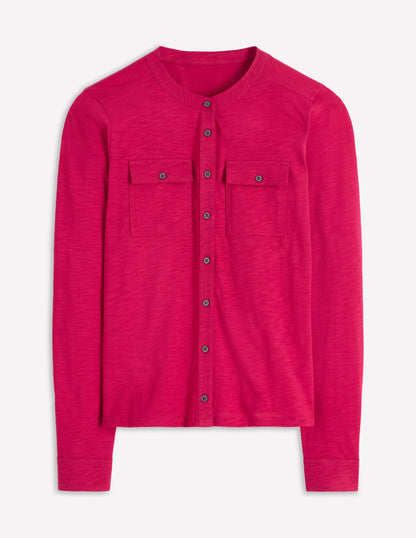 Topstitched Pocket Shirt-Pomegranate-6
