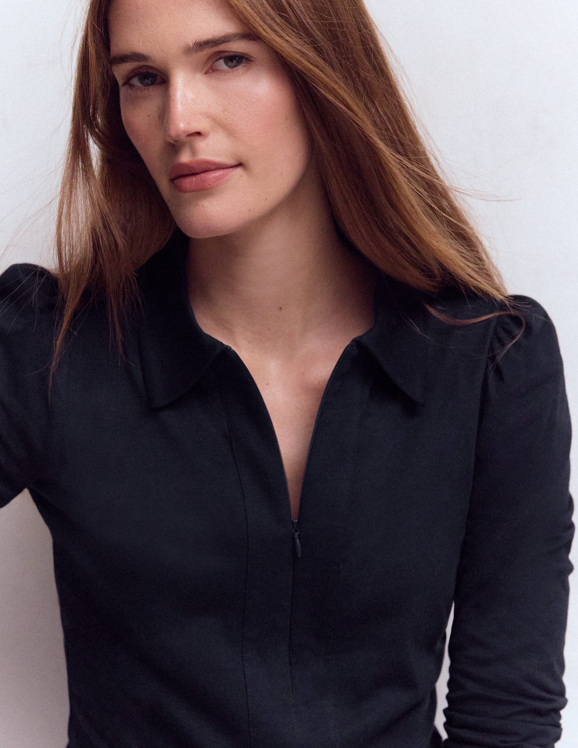 Zip Collar Supersoft Top-Navy-2