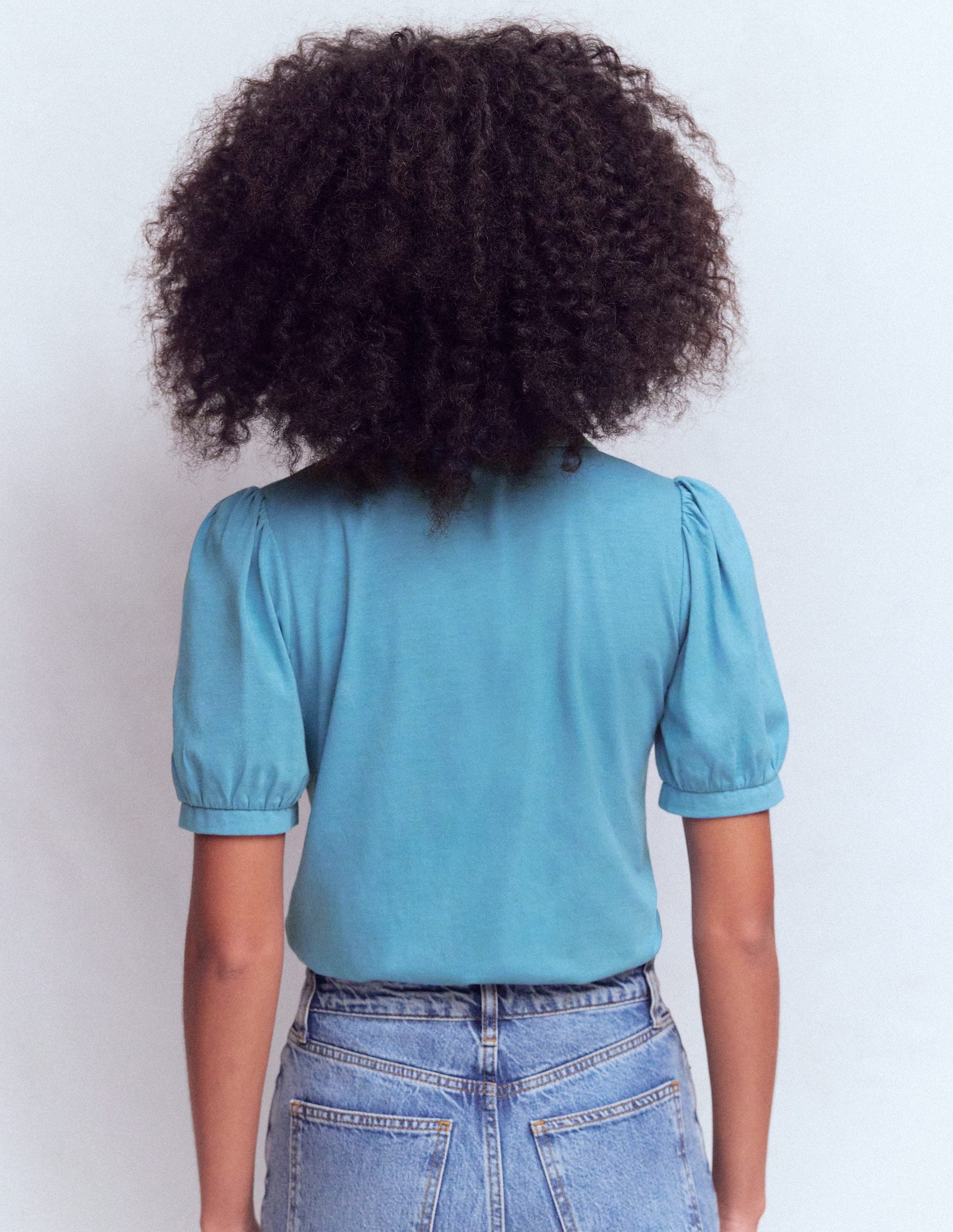 Short Sleeve Zip Collar Top-Silver Lake-3