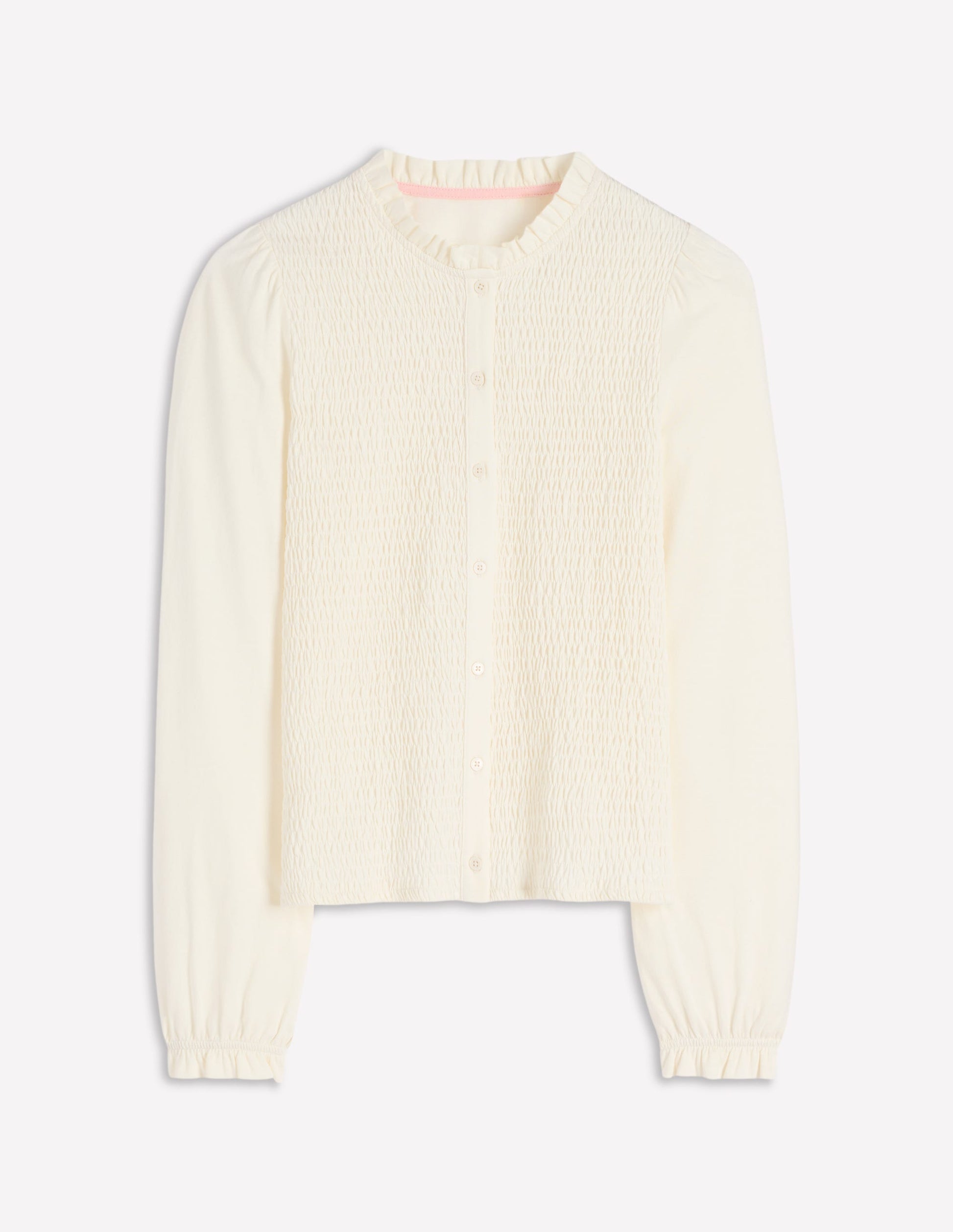 Supersoft Smocked button top-Ivory-7
