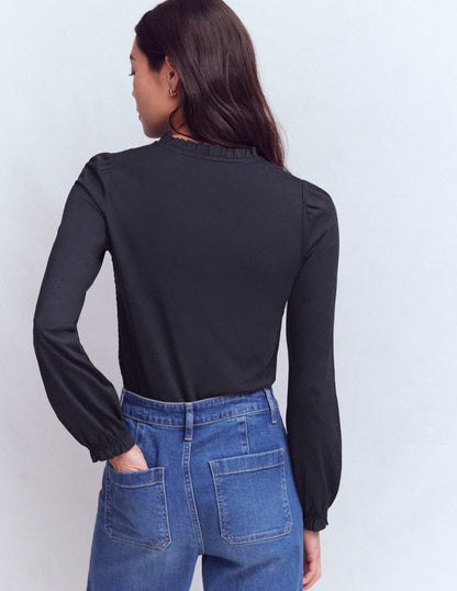 Supersoft Smocked button top-Navy-3