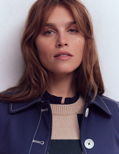 Supersoft Smocked button top-Navy-5