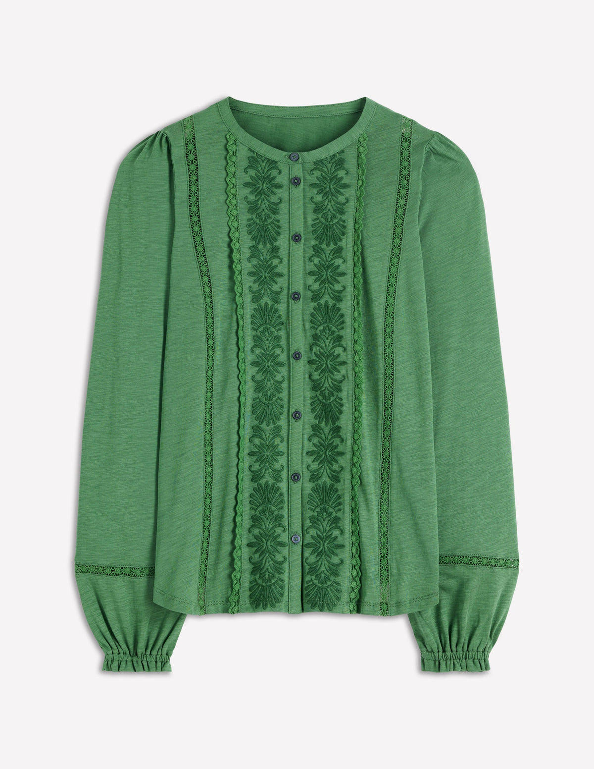Embroidered Jersey Shirt-Willow Green - Image 5
