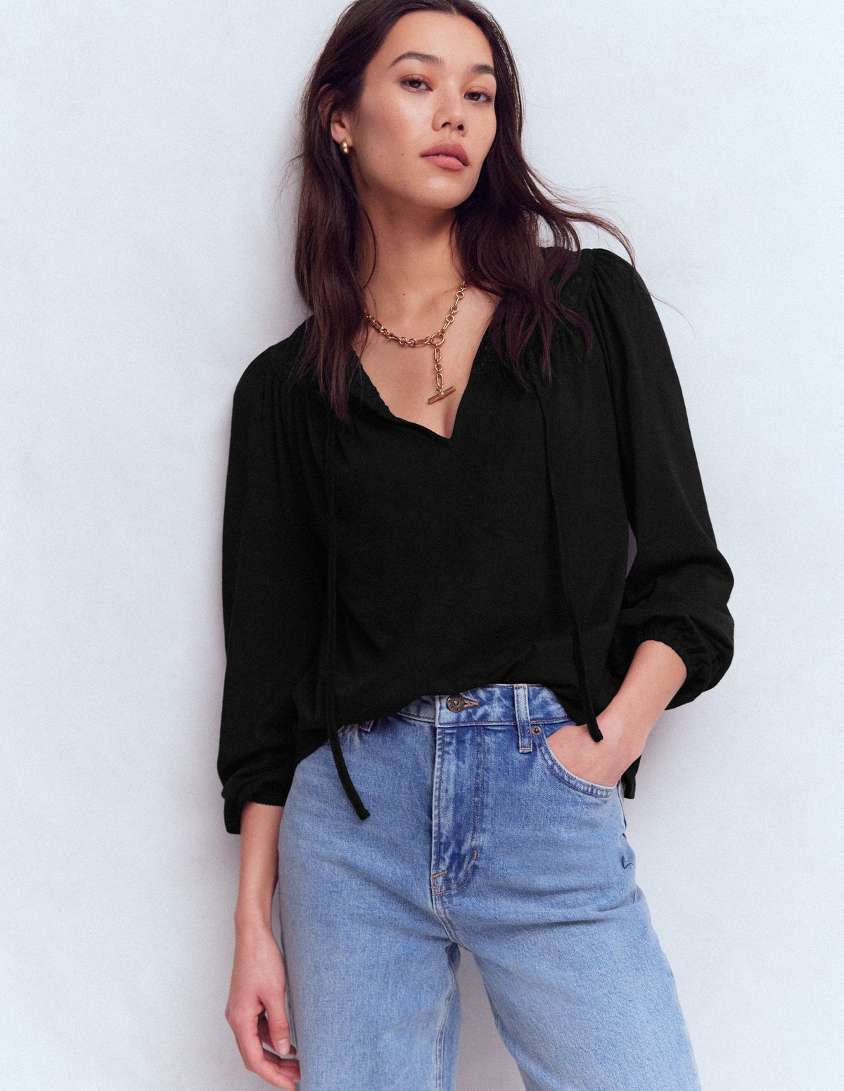 Edi Trim Detail Top-Black - Image 1