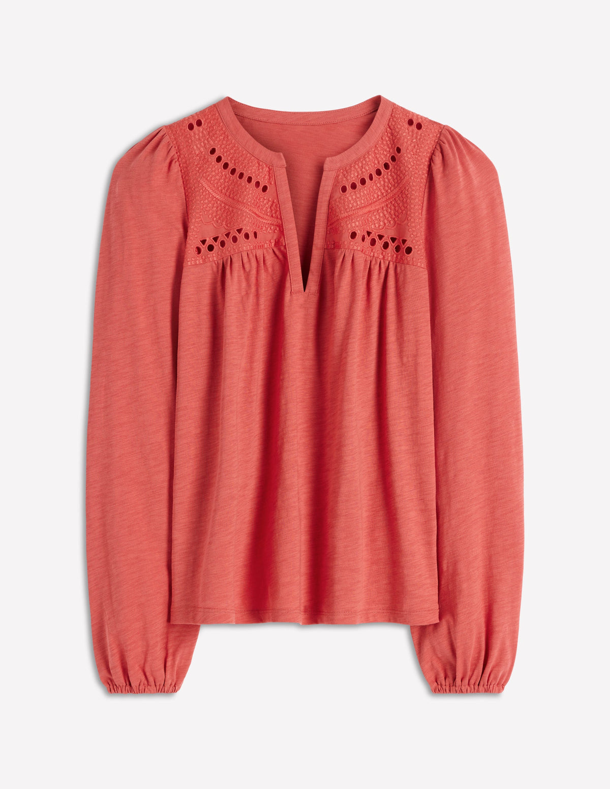 Woven-Mix Notch Neck Top-Baked Apple - Image 5