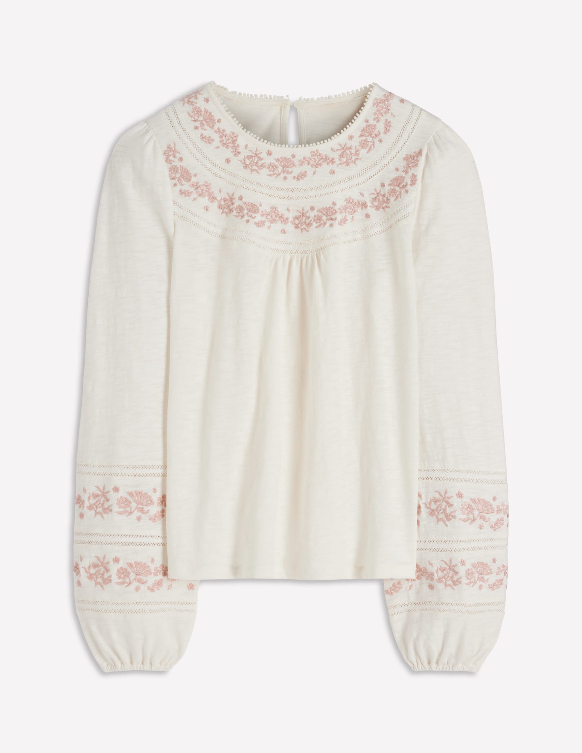 Rosie Embroidered Jersey Top-Ivory-6