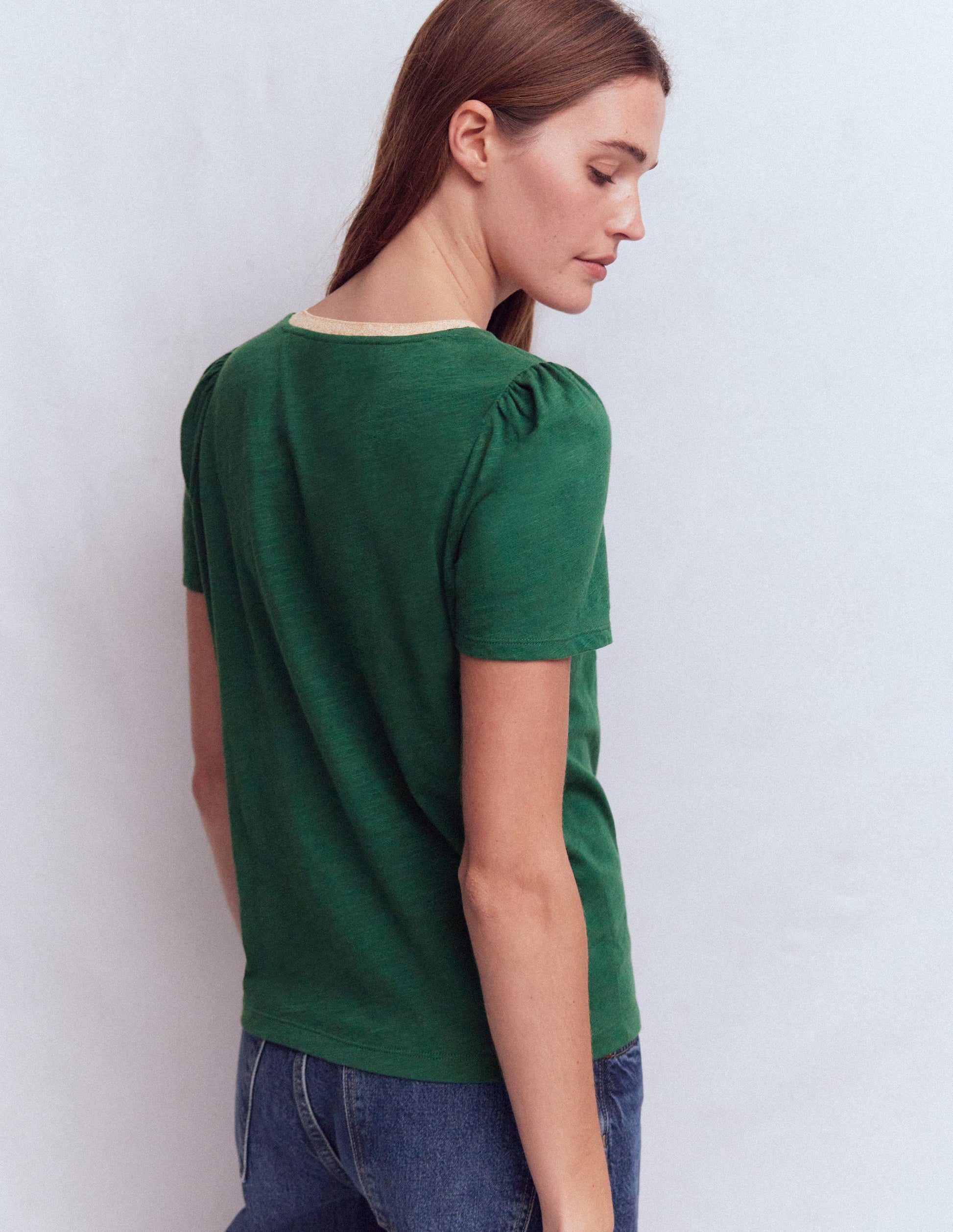 Metallic Trim T-Shirt-Trekking Green-3