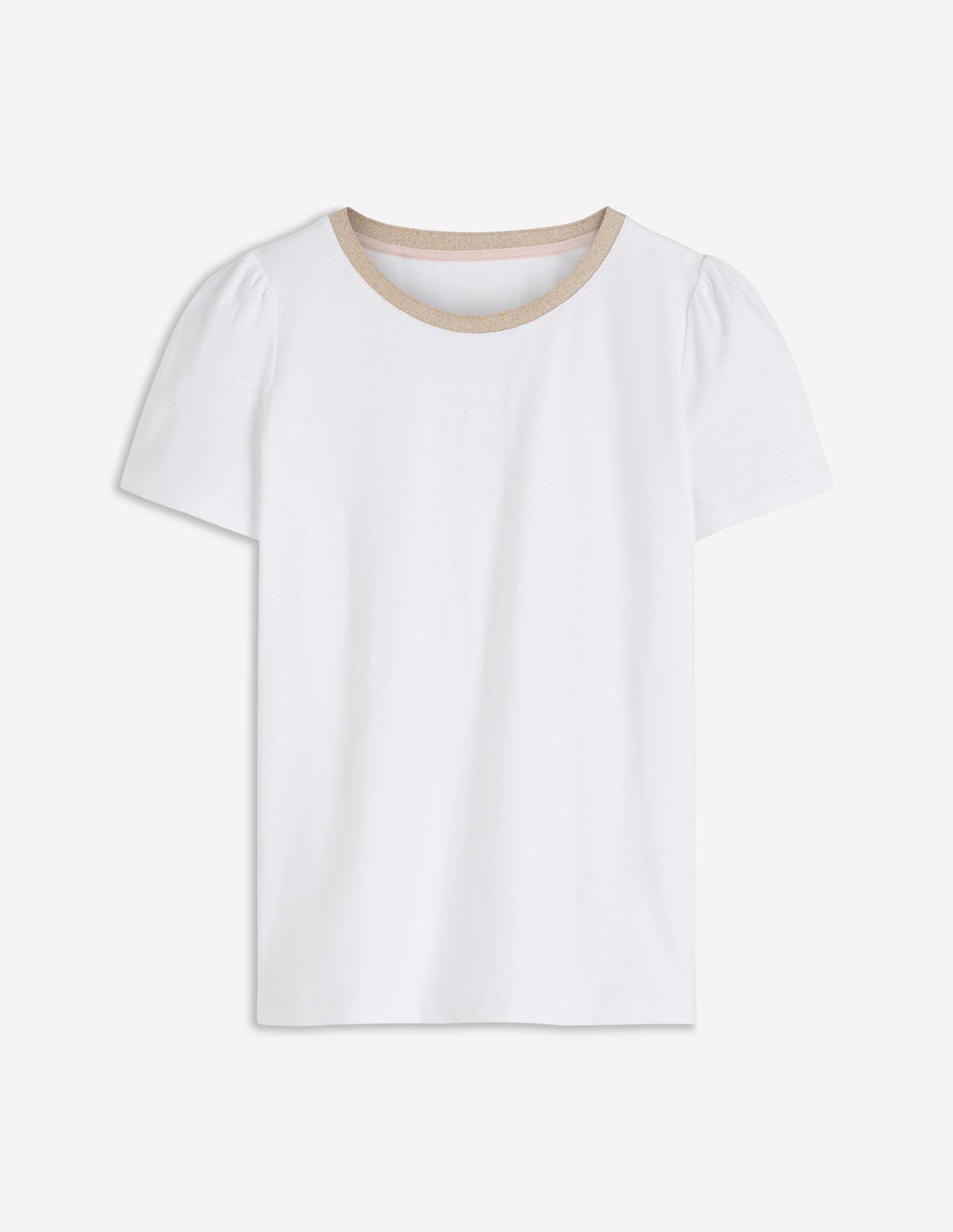 Metallic Trim T-Shirt-White-5