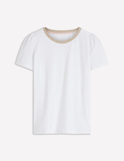 Metallic Trim T-Shirt-White-5