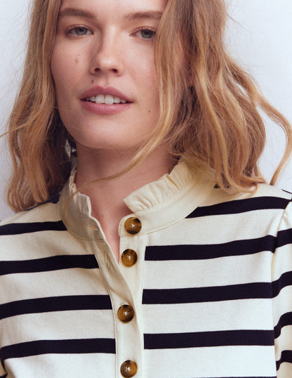 Ruffle Collar Mariner-Ivory and Navy Stripe-2