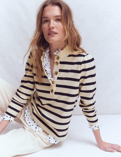 Ruffle Collar Mariner-Ivory and Navy Stripe-5