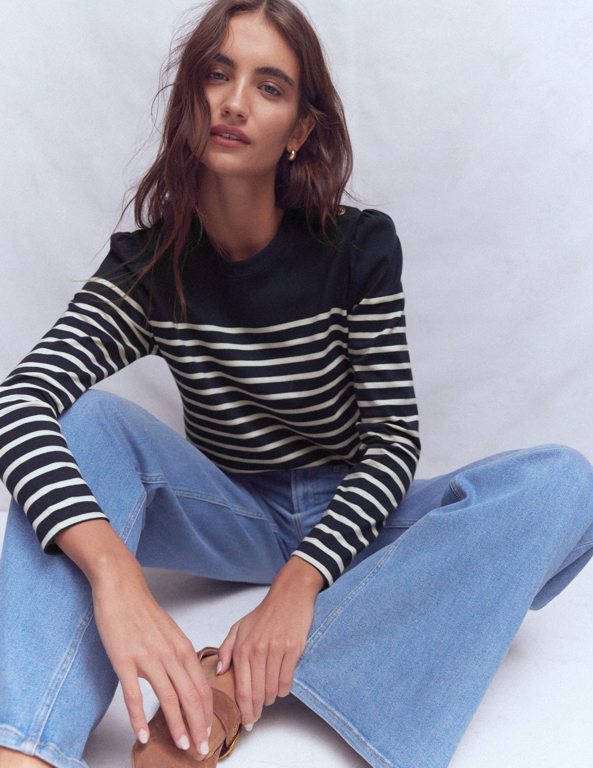 Button Shoulder Mariner-Navy and Ivory Stripe - Image 5
