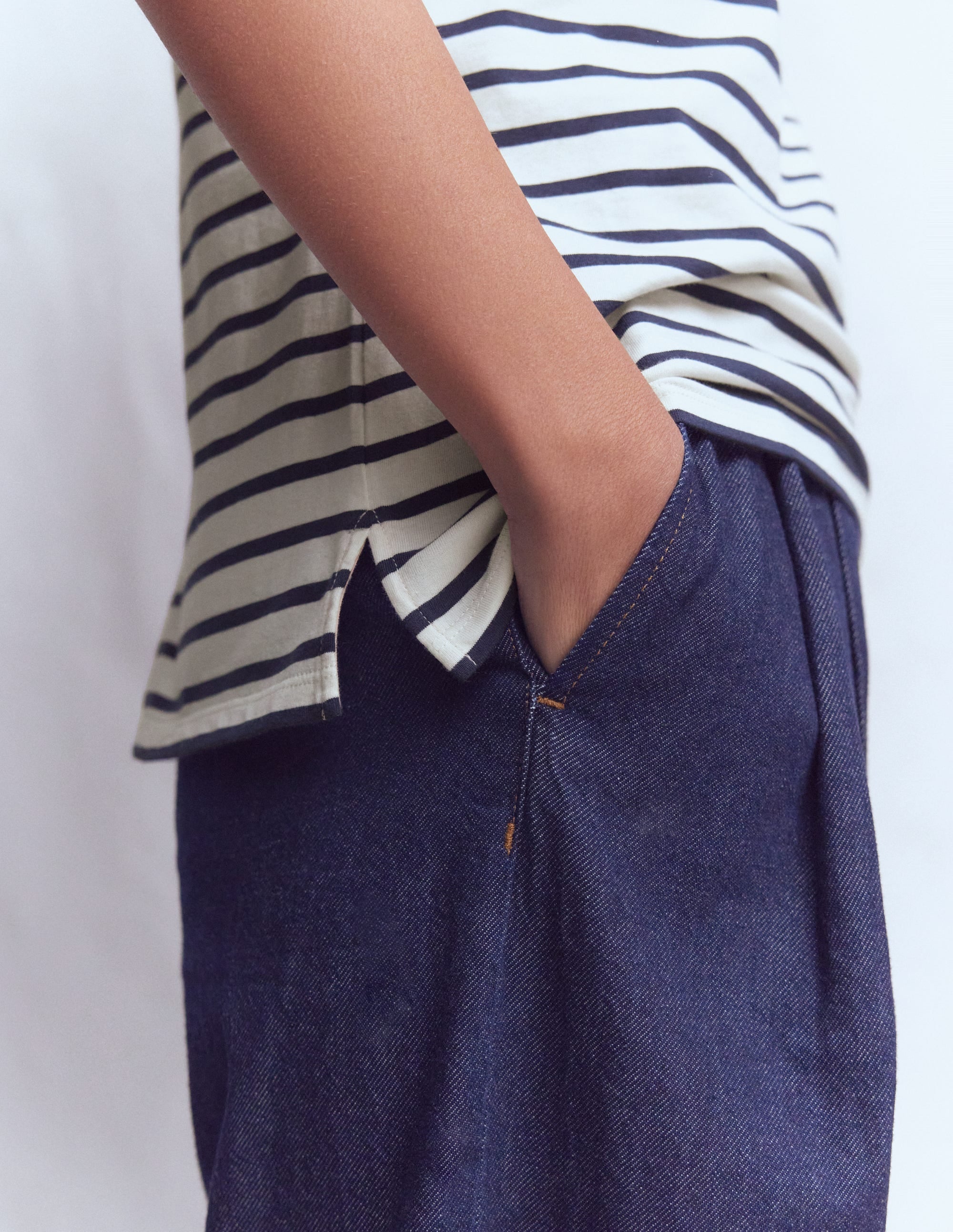 Olivia Short Sleeve Breton-Ivory, Navy - Image 2