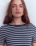 Olivia Short Sleeve Breton-Navy, Ivory