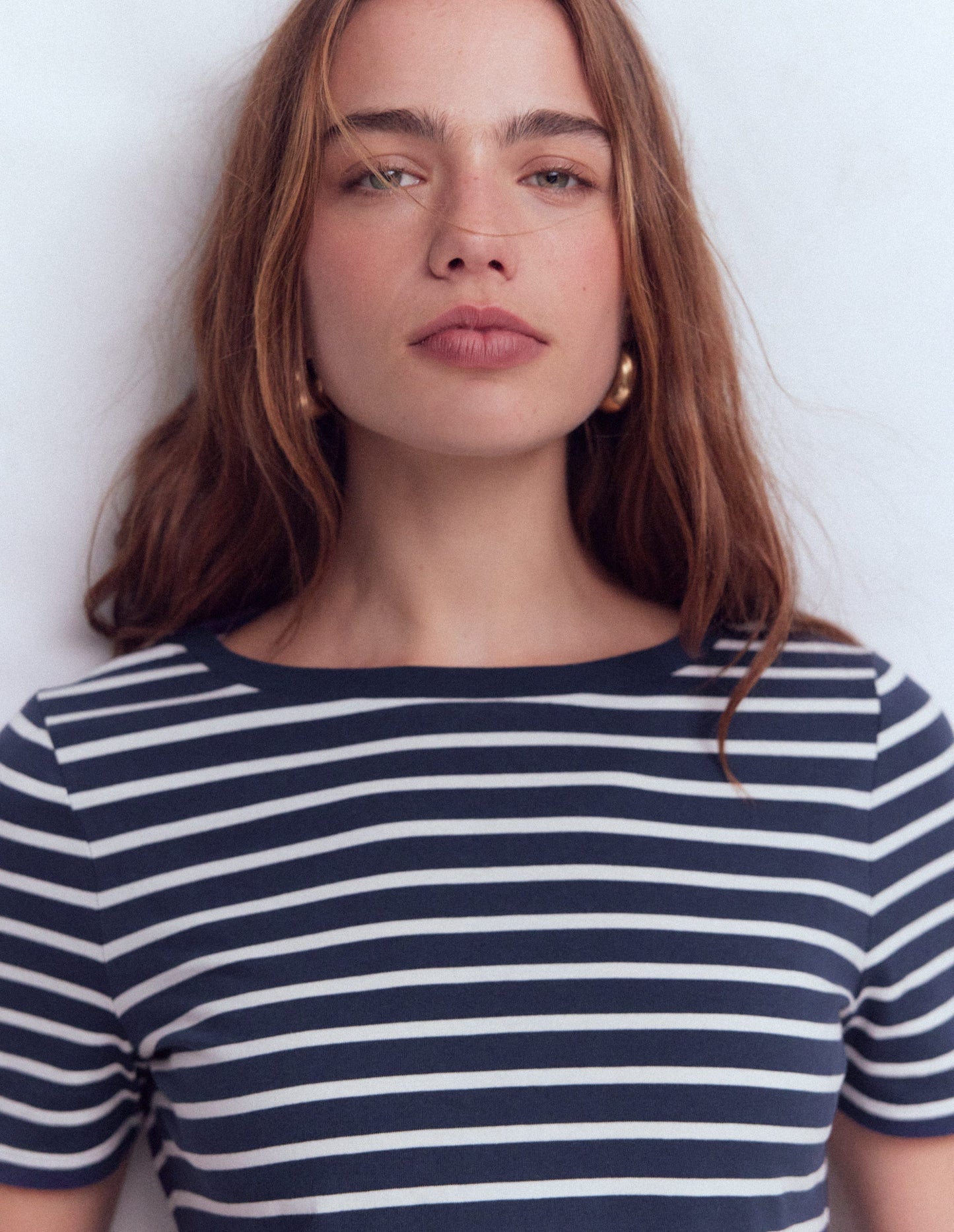 Olivia Short Sleeve Breton-Navy, Ivory