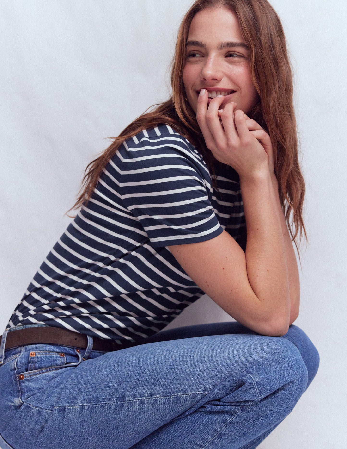 Olivia Short Sleeve Breton-Navy, Ivory