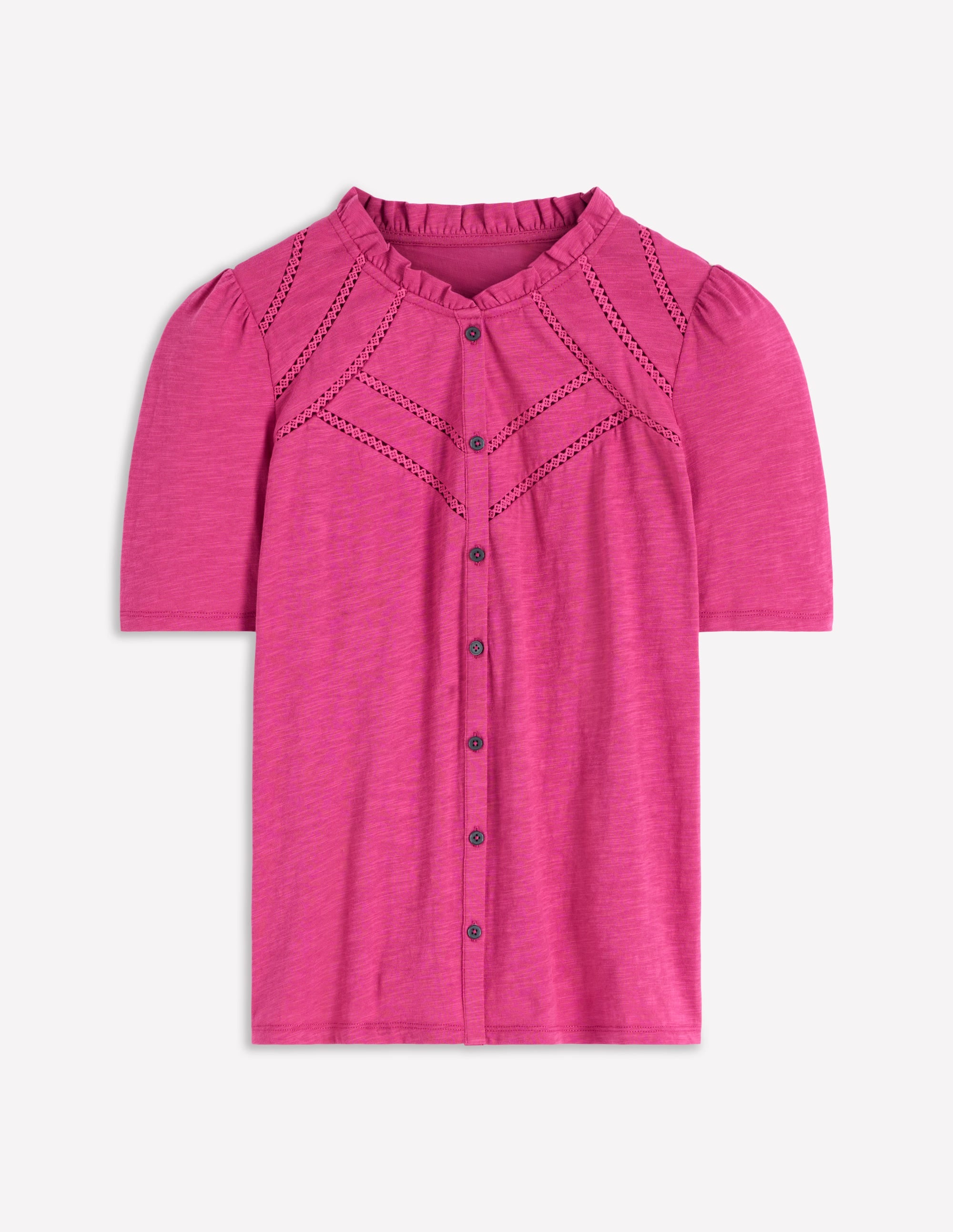 Bea Short Sleeve Shirt-Red Violet - Image 5