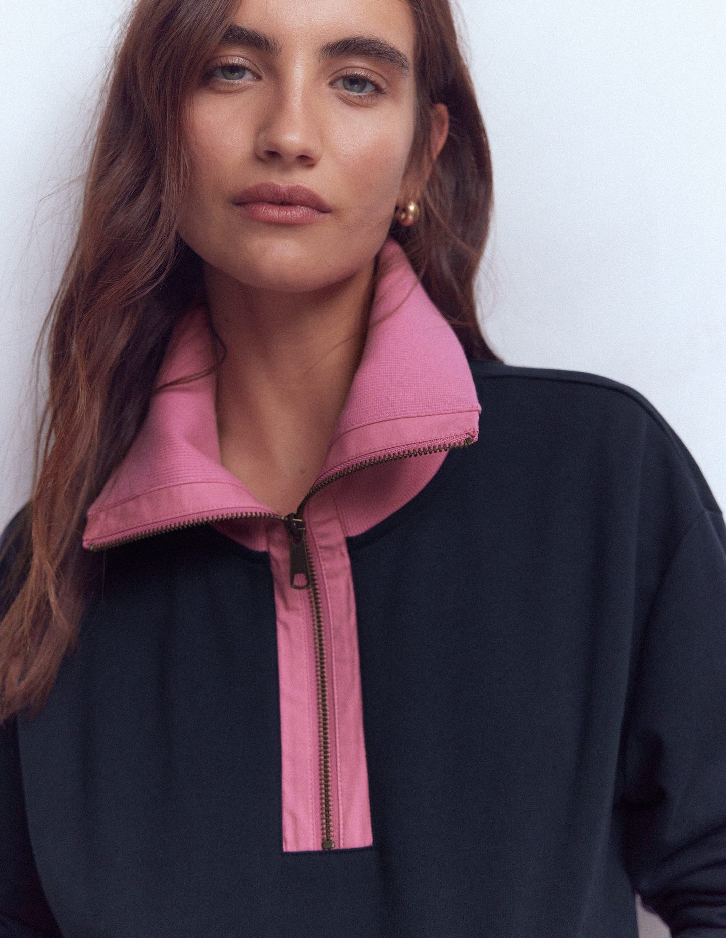 Colourblock Sweatshirt-Pink and Navy